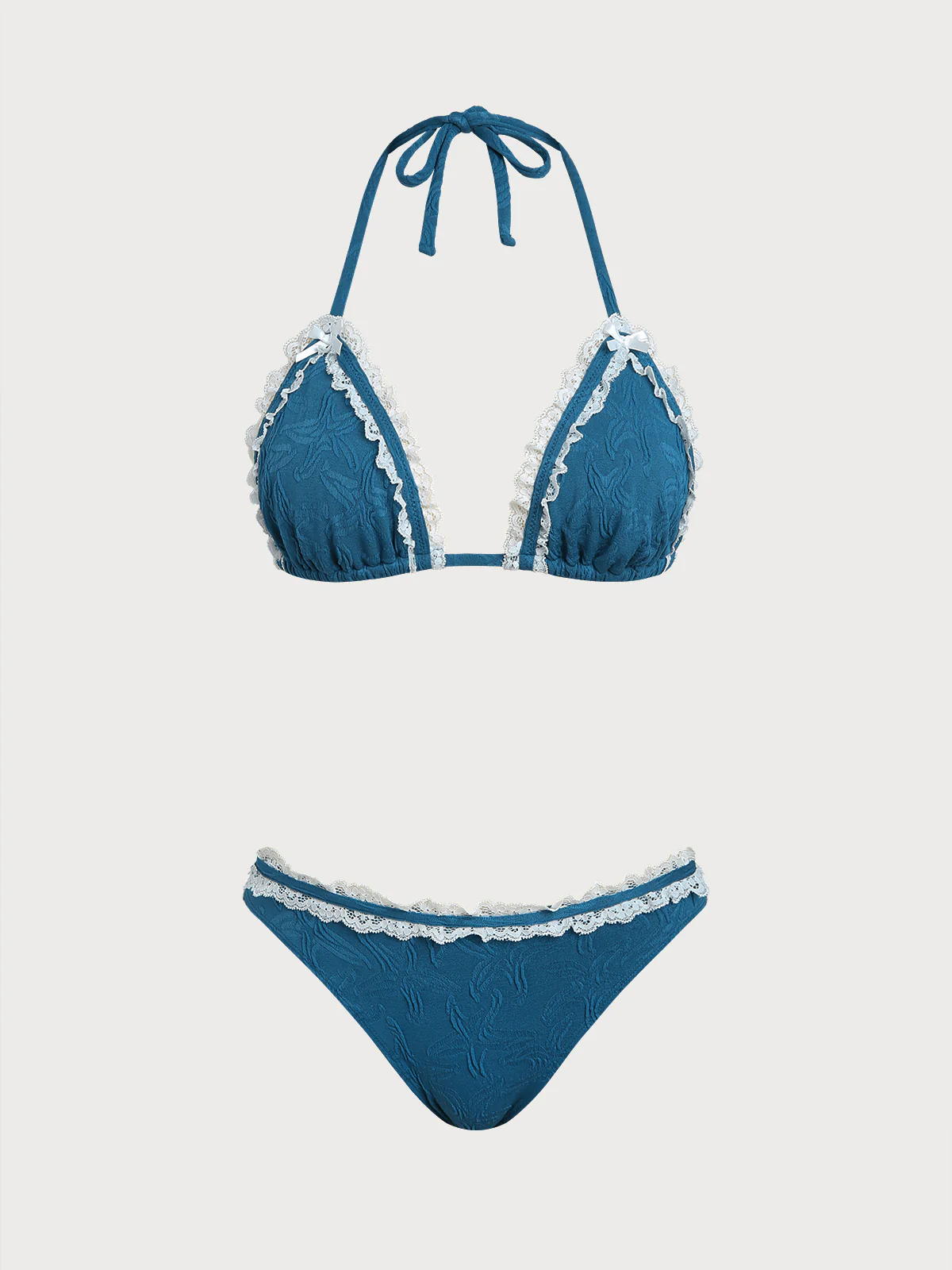 Peacock Blue Geometric Contrast Bikini Set - Image 6
