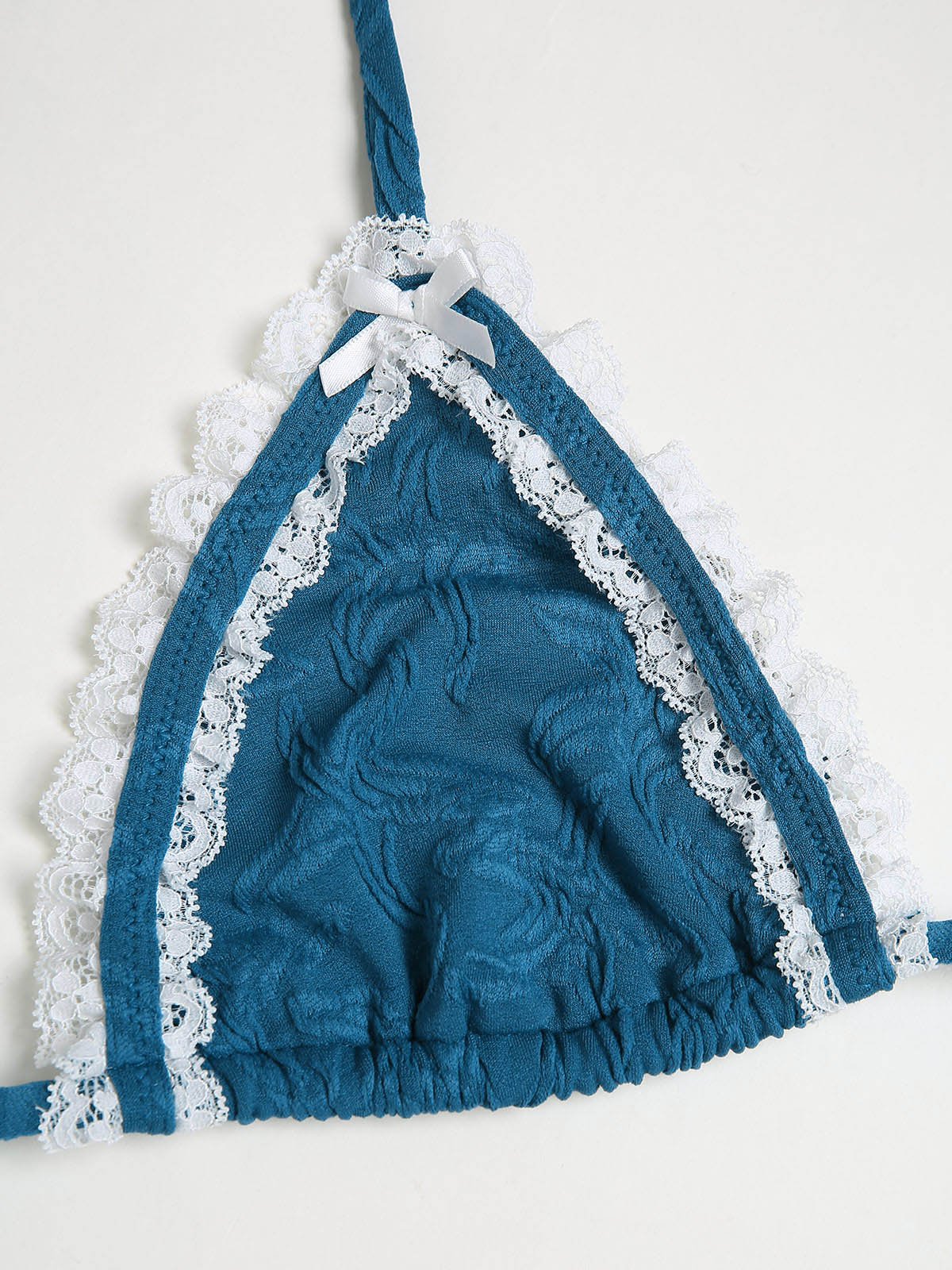 Peacock Blue Geometric Contrast Bikini Set - Image 8