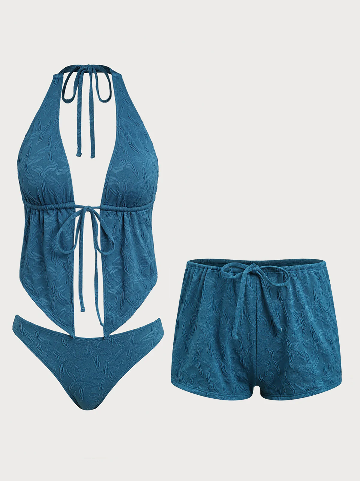 Peacock Blue Tankini Three-Piece Set - Image 8
