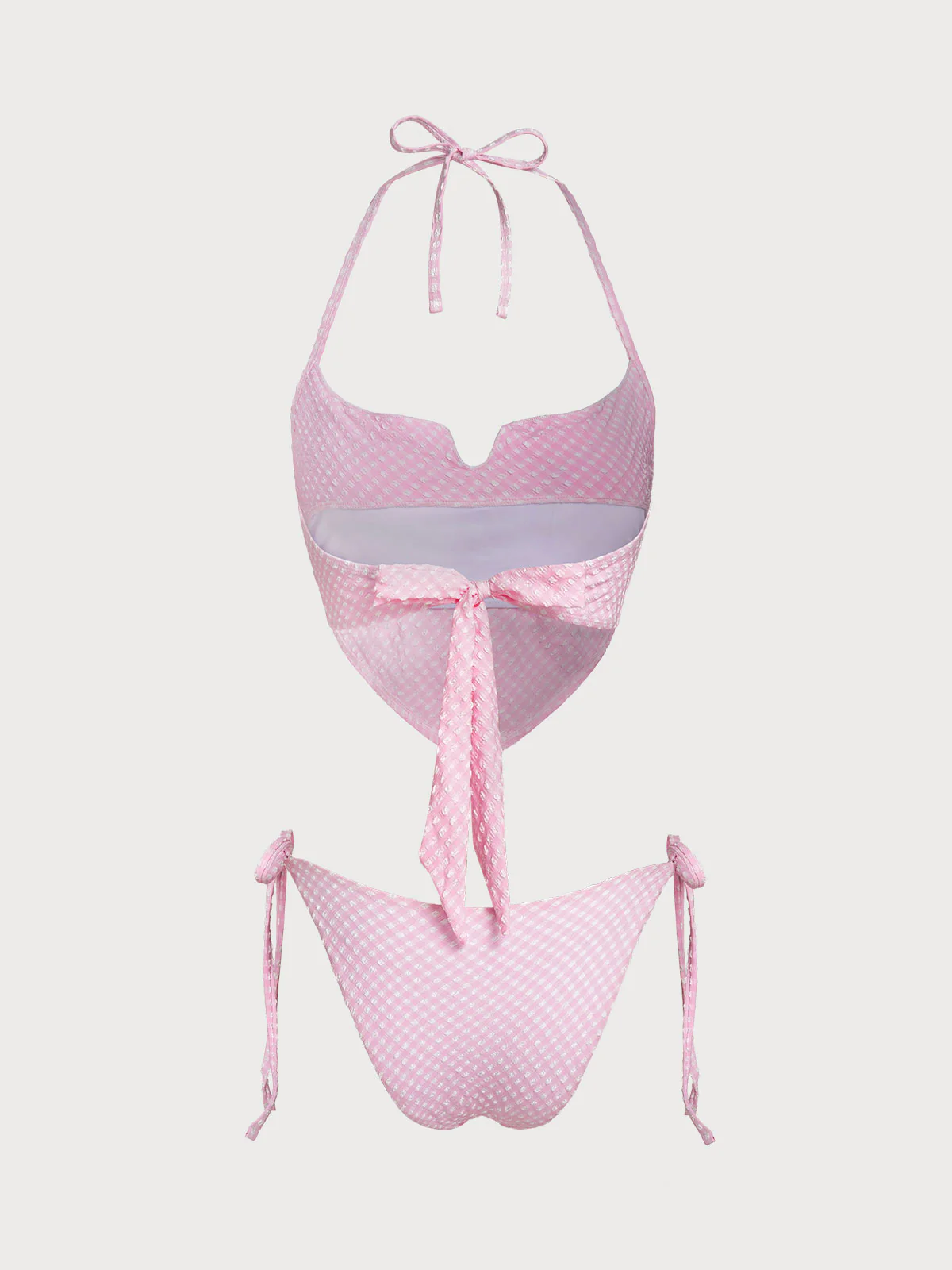 Pink Blended Plaid Vintage Triangle Tankini Set - Image 3