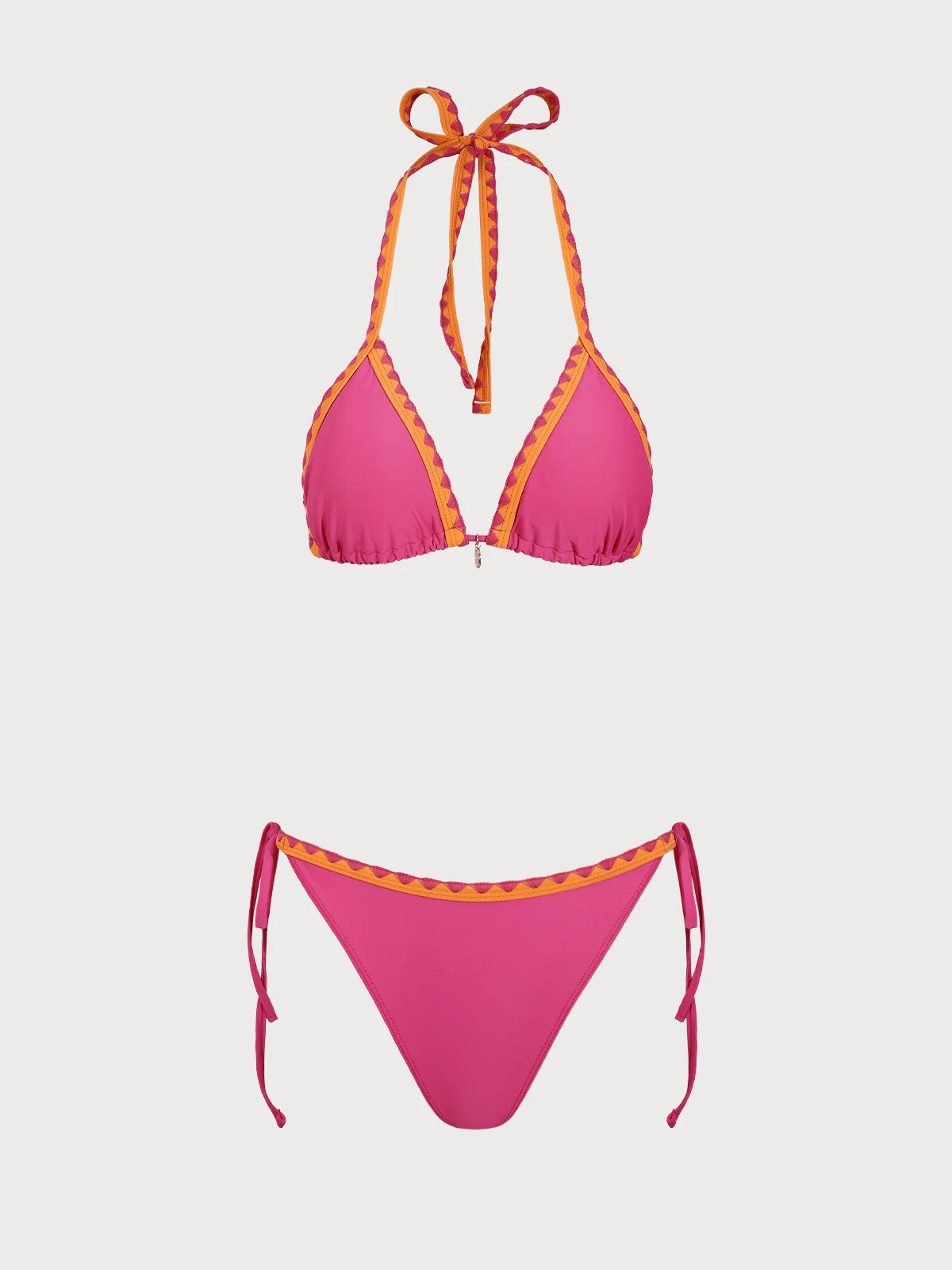 Pink Contrasting Halter Bikini Set - Image 7