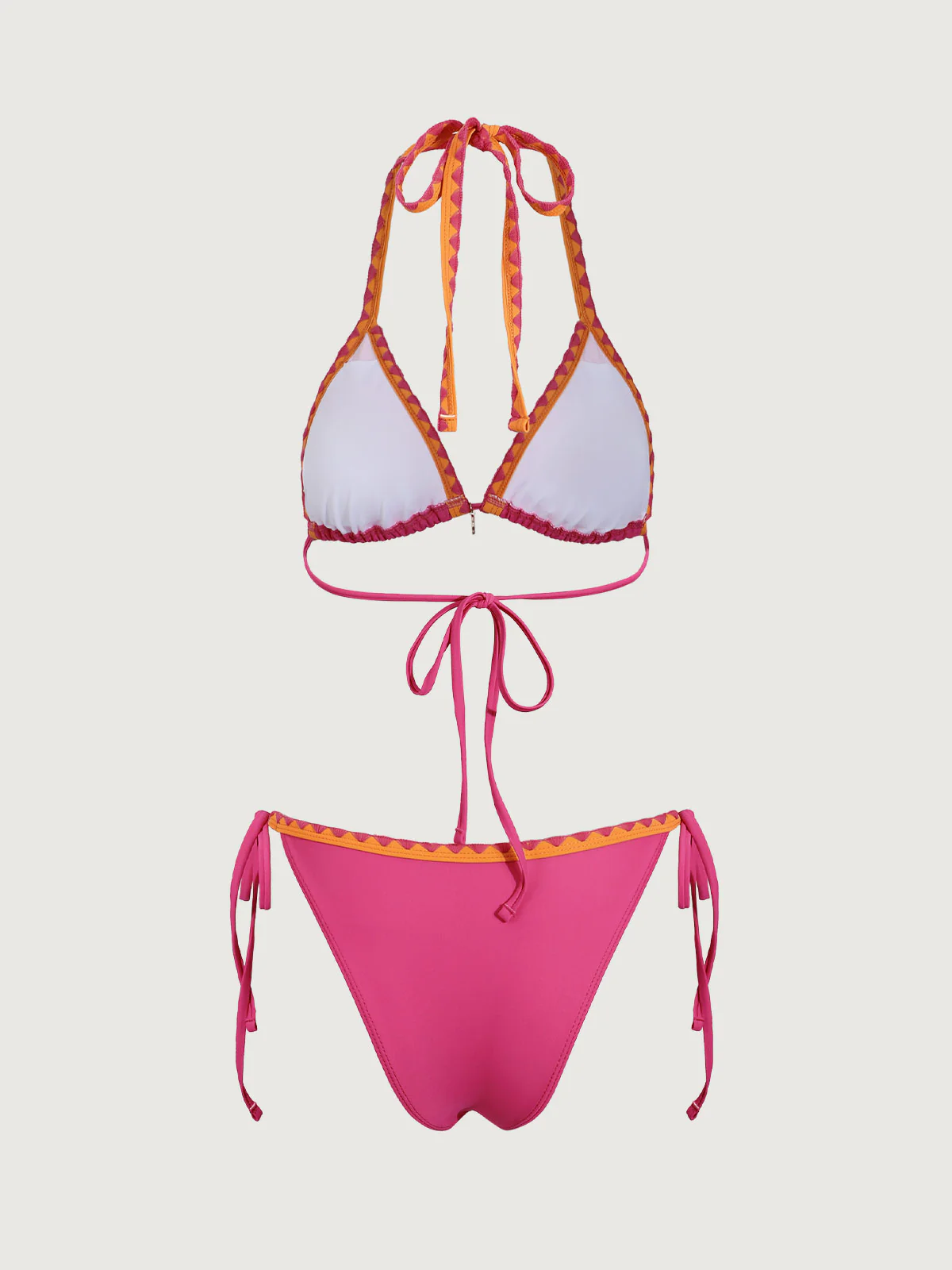 Pink Contrasting Halter Bikini Set - Image 8