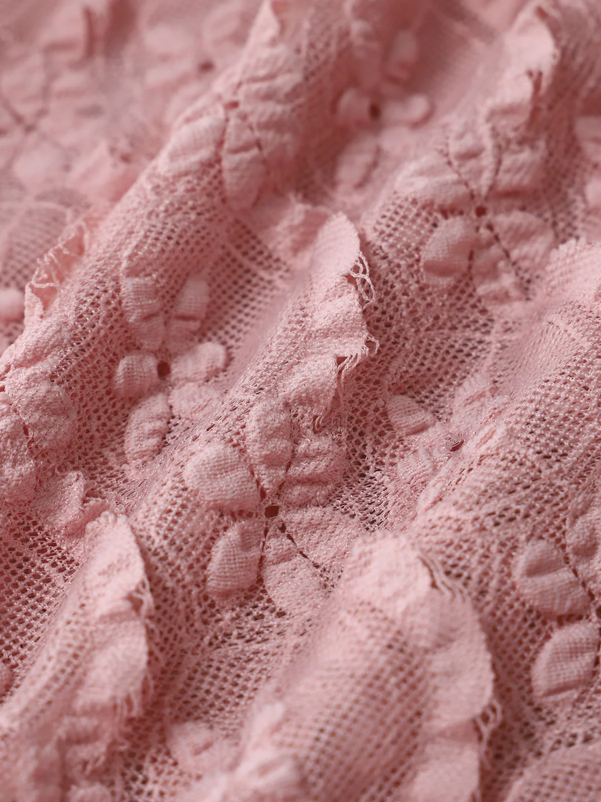 Pink Ruched Hollow Mesh Flower Tankini Set - Image 8