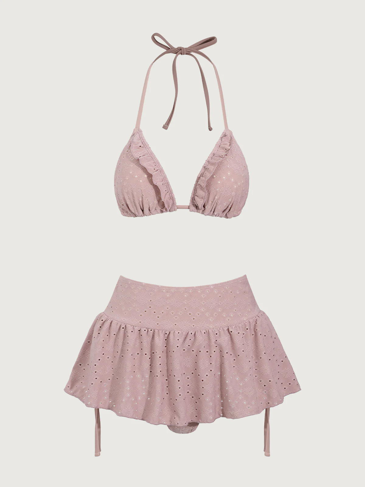 Pink Ruffle Bikini Three Piece Suit - Image 8