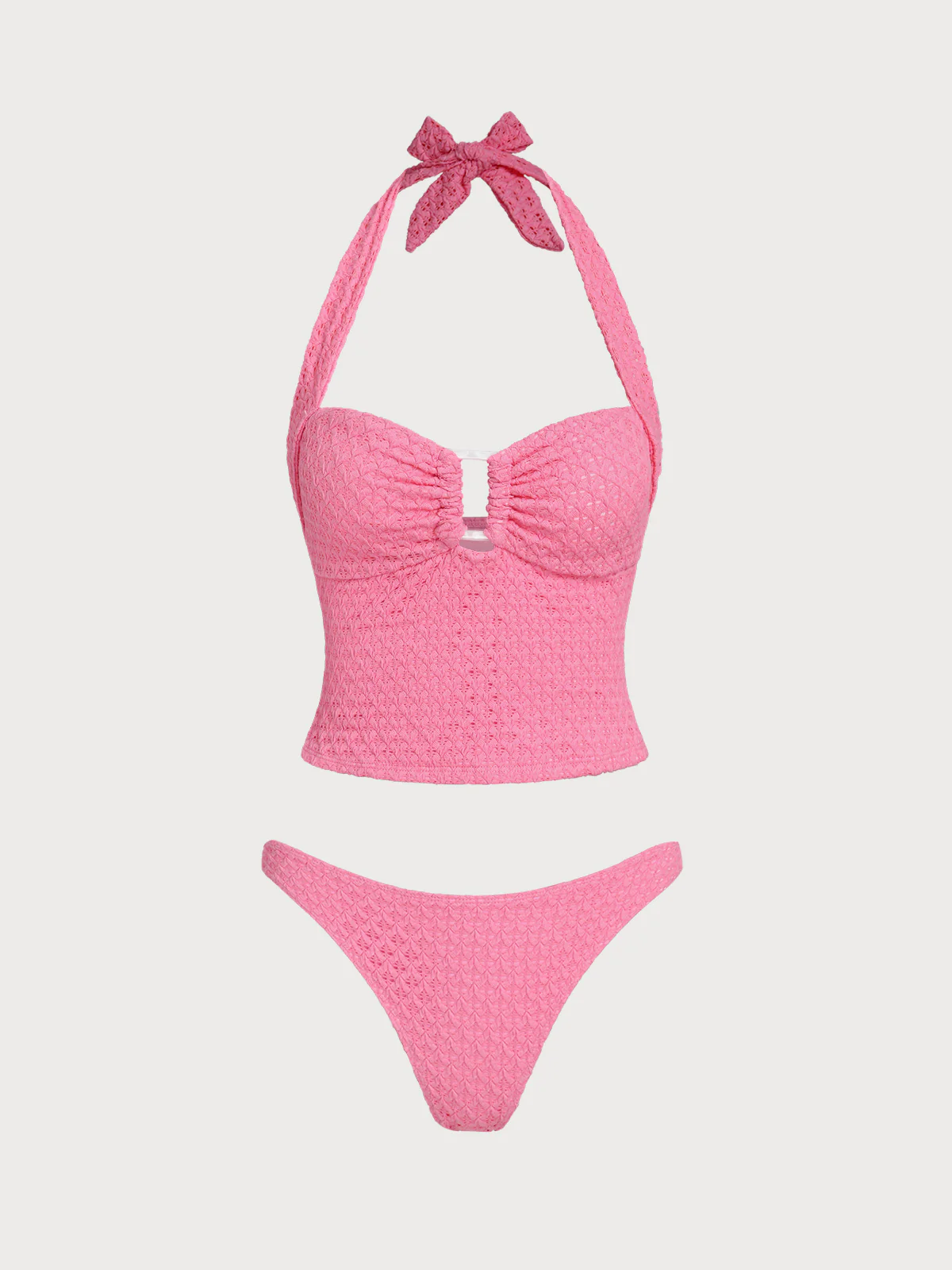 Pink Square Mesh Tankini Set - Image 7