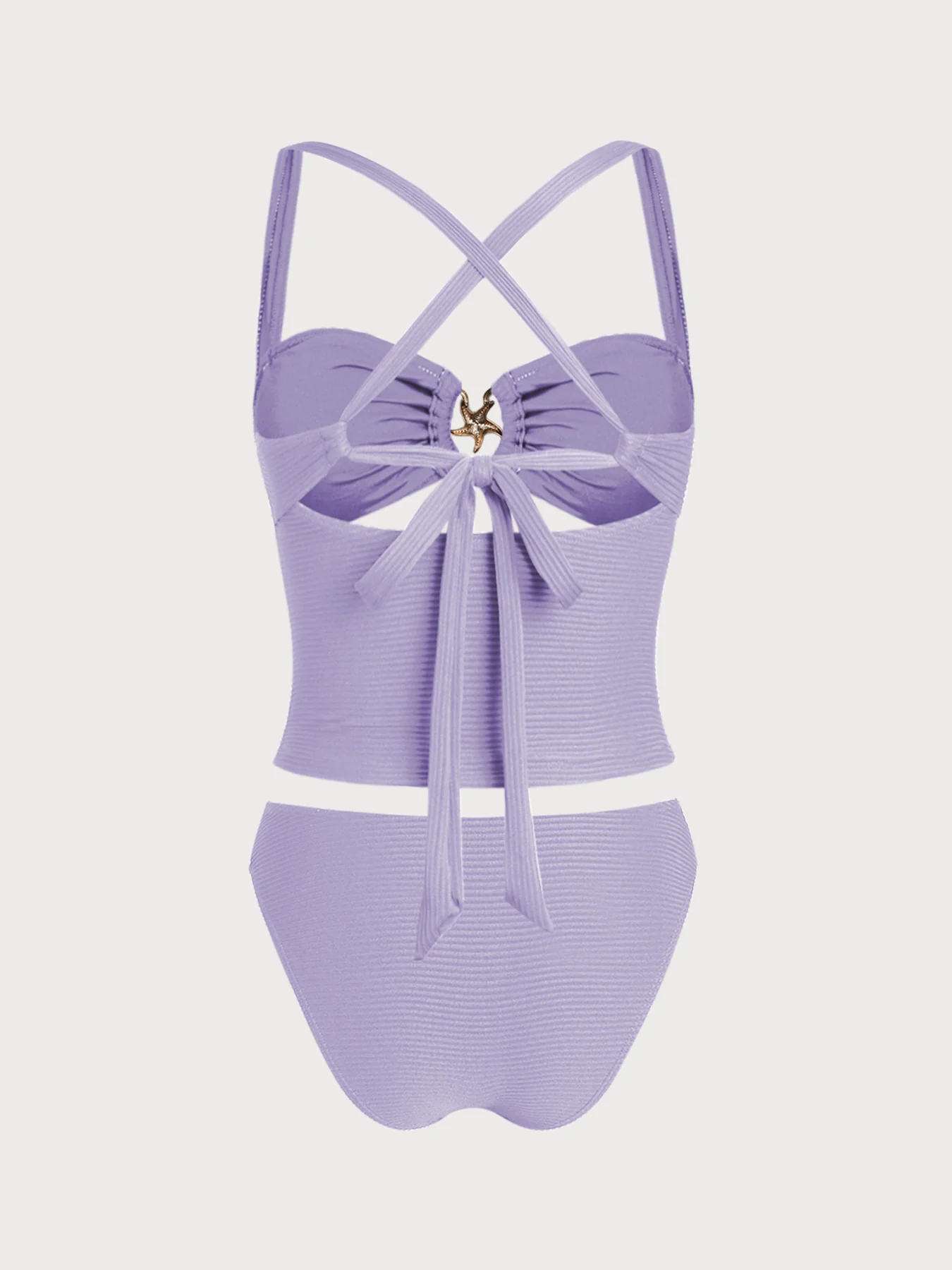 Purple Decorative Metallic Thread Tankini Set - Image 8