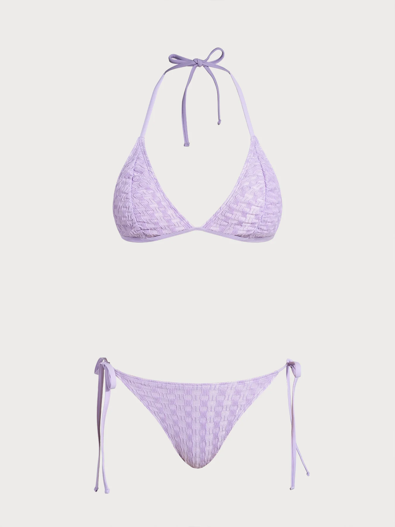 Purple Geometric Textured Bikini Set