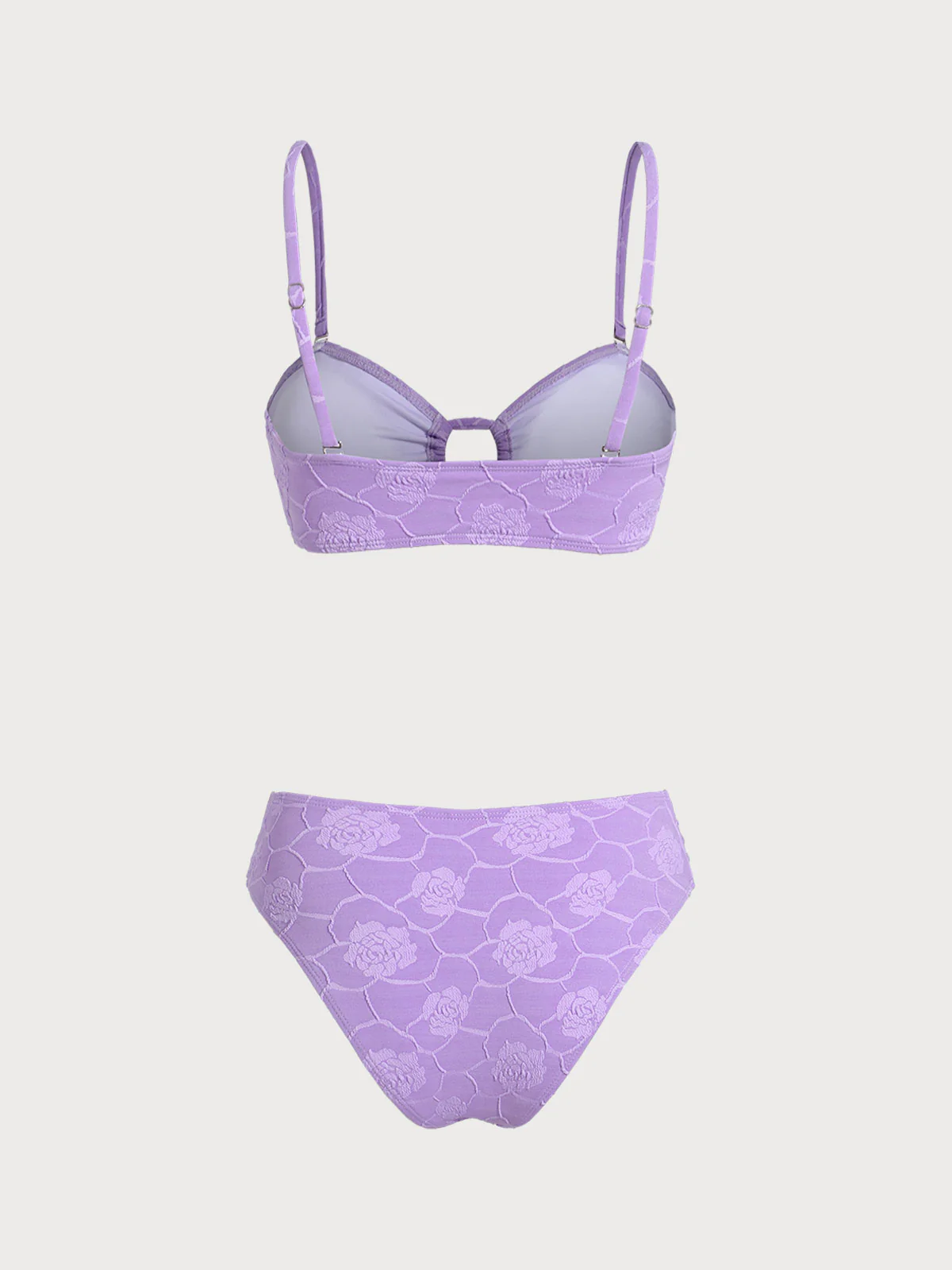 Purple Hollow Ruffle Bikini Set - Image 3