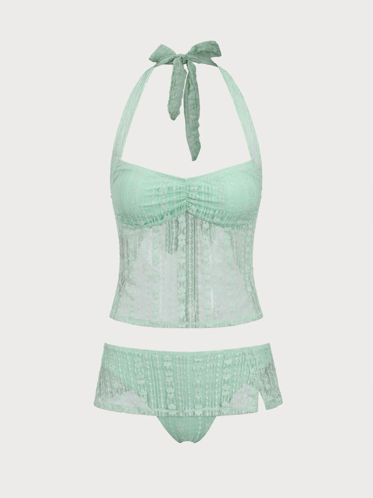 Purple Lace Halter Tankini Set - Image 10