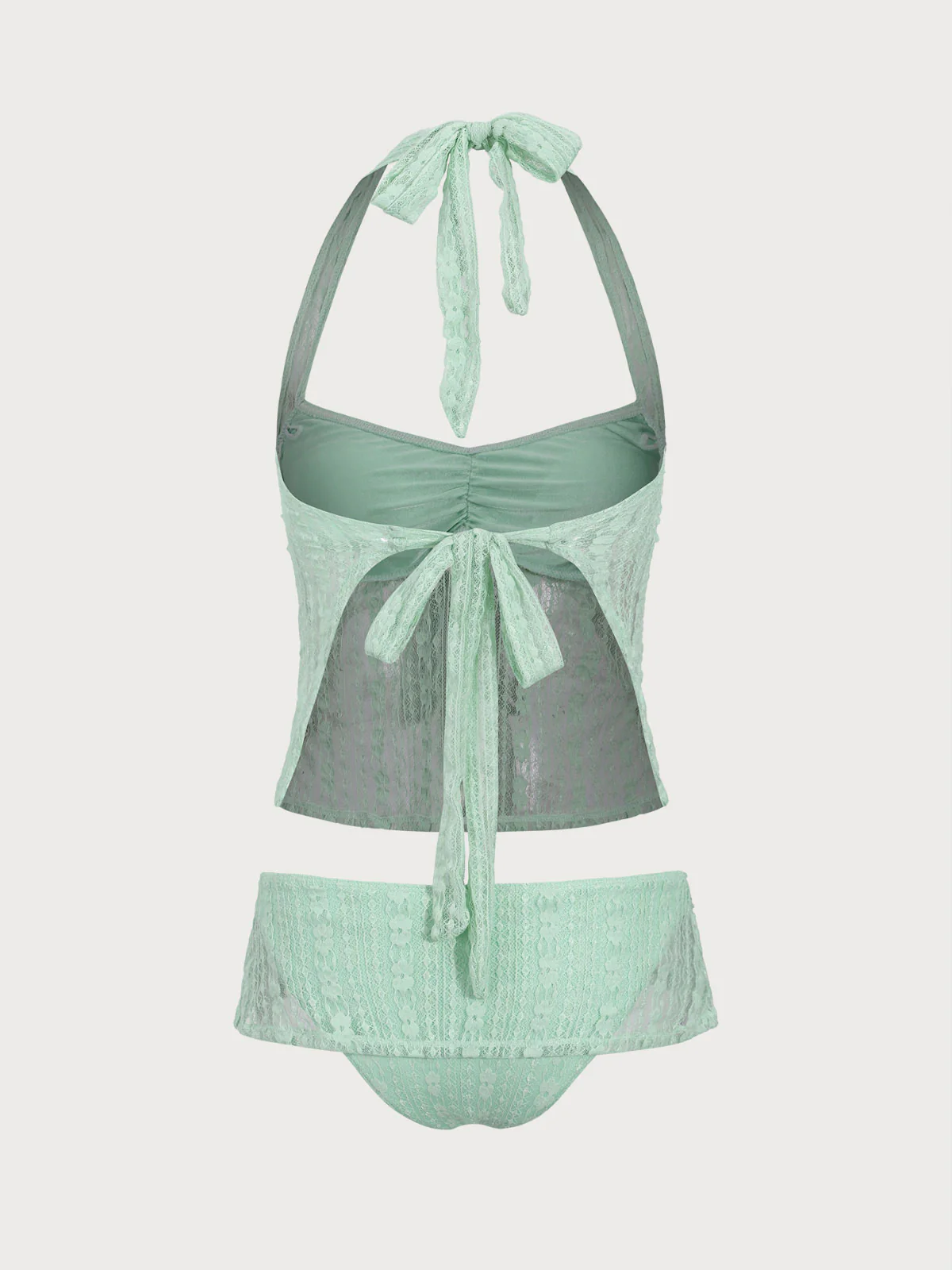 Purple Lace Halter Tankini Set - Image 11