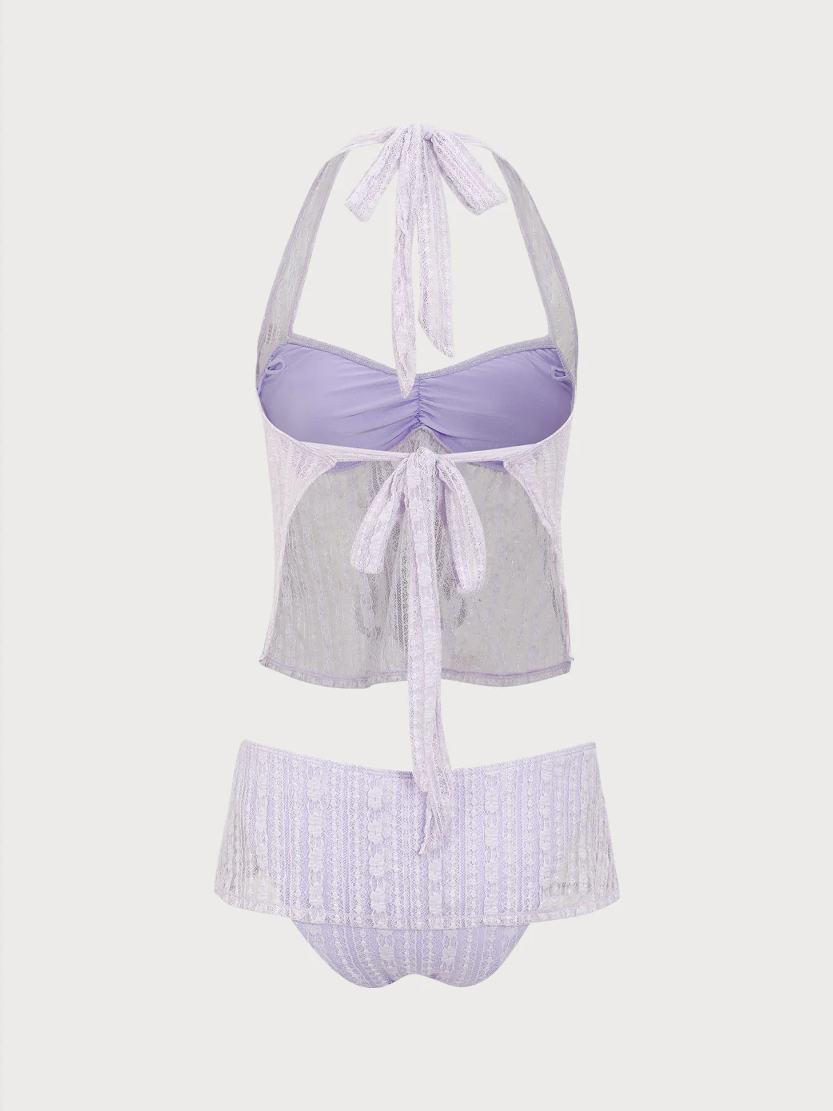 Purple Lace Halter Tankini Set - Image 8