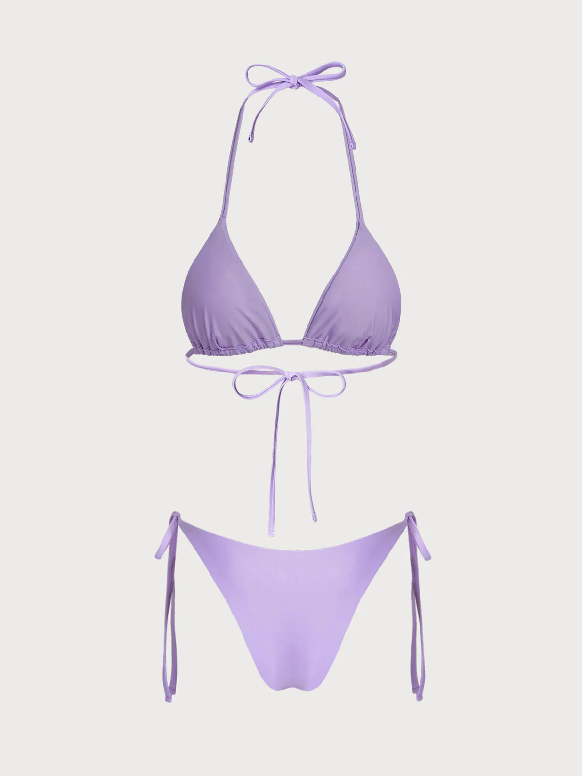 Purple Nylon Knitted Embroidered Bikini Set - Image 3