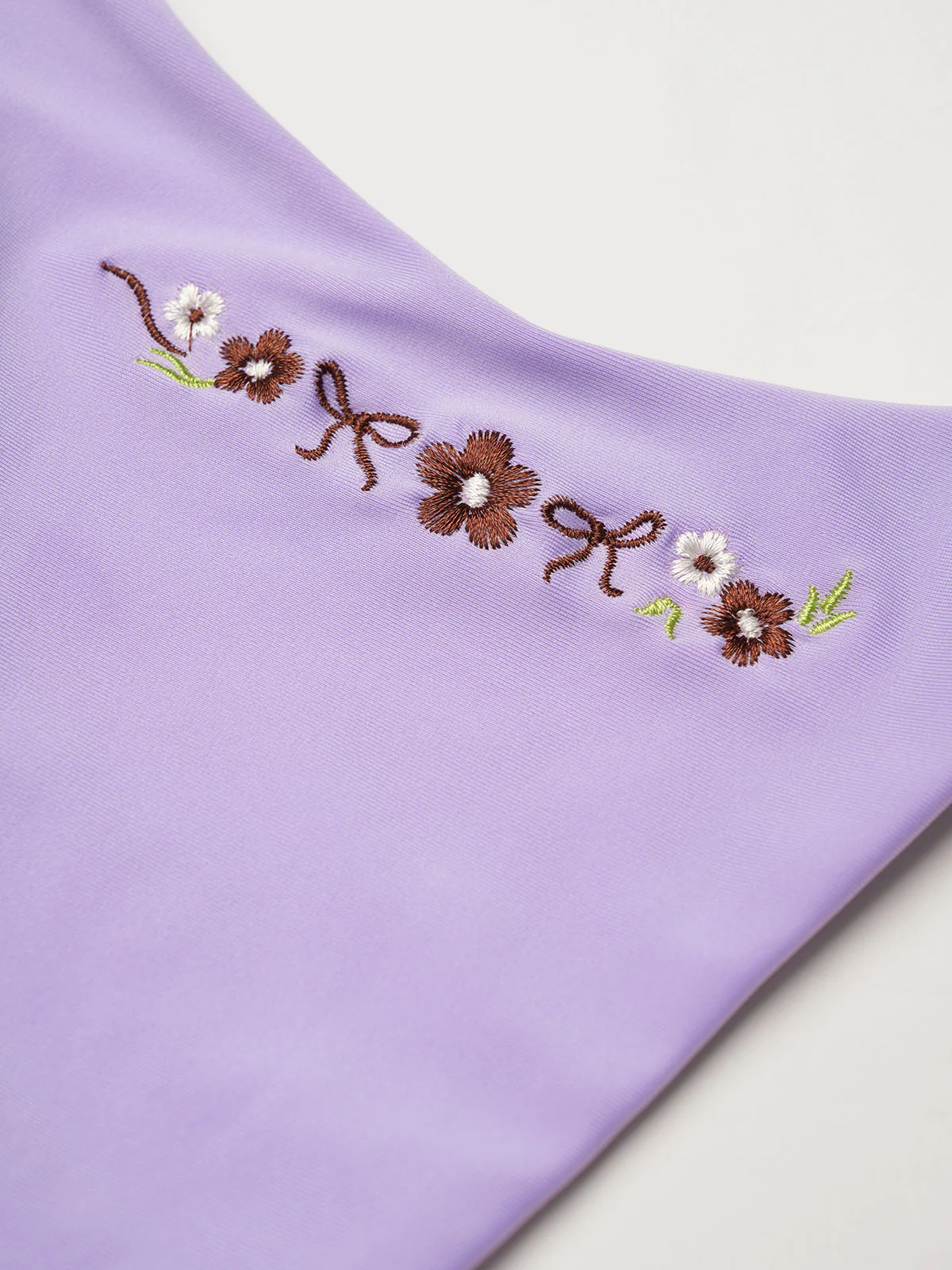 Purple Nylon Knitted Embroidered Bikini Set - Image 4