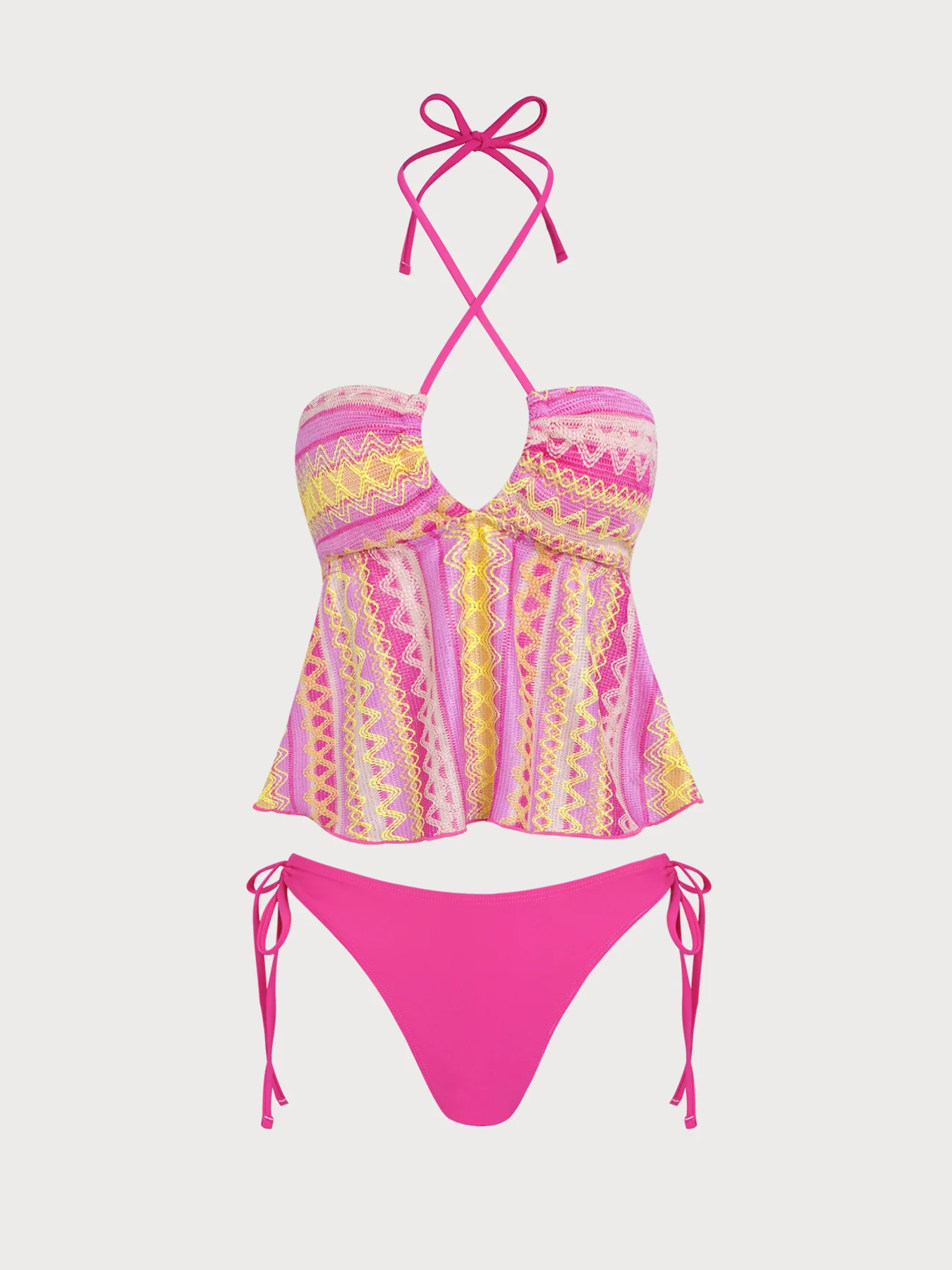Rainbow Striped Strappy Tankini Set - Image 7