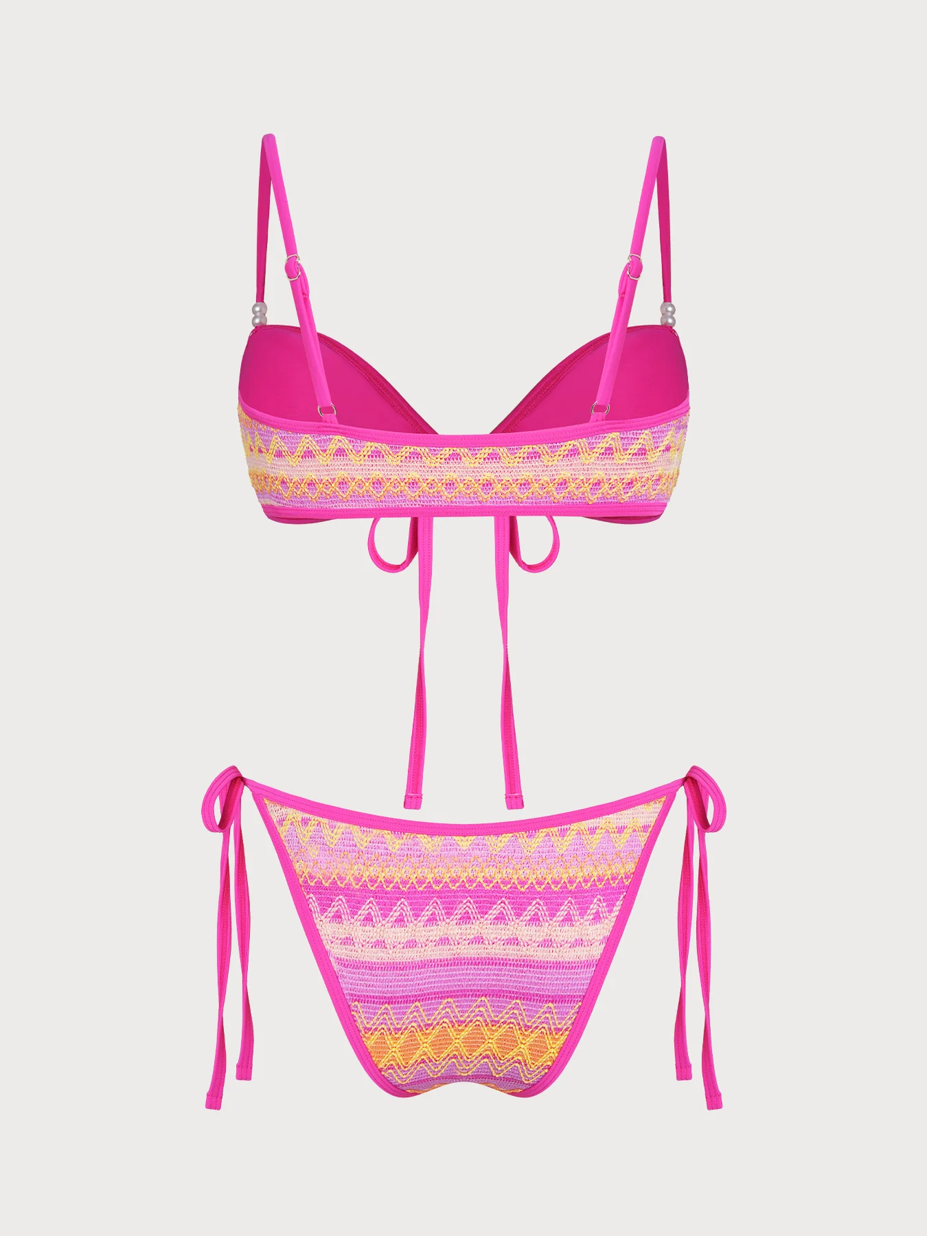 Rainbow Striped V-Neck Bikini Set - Image 3