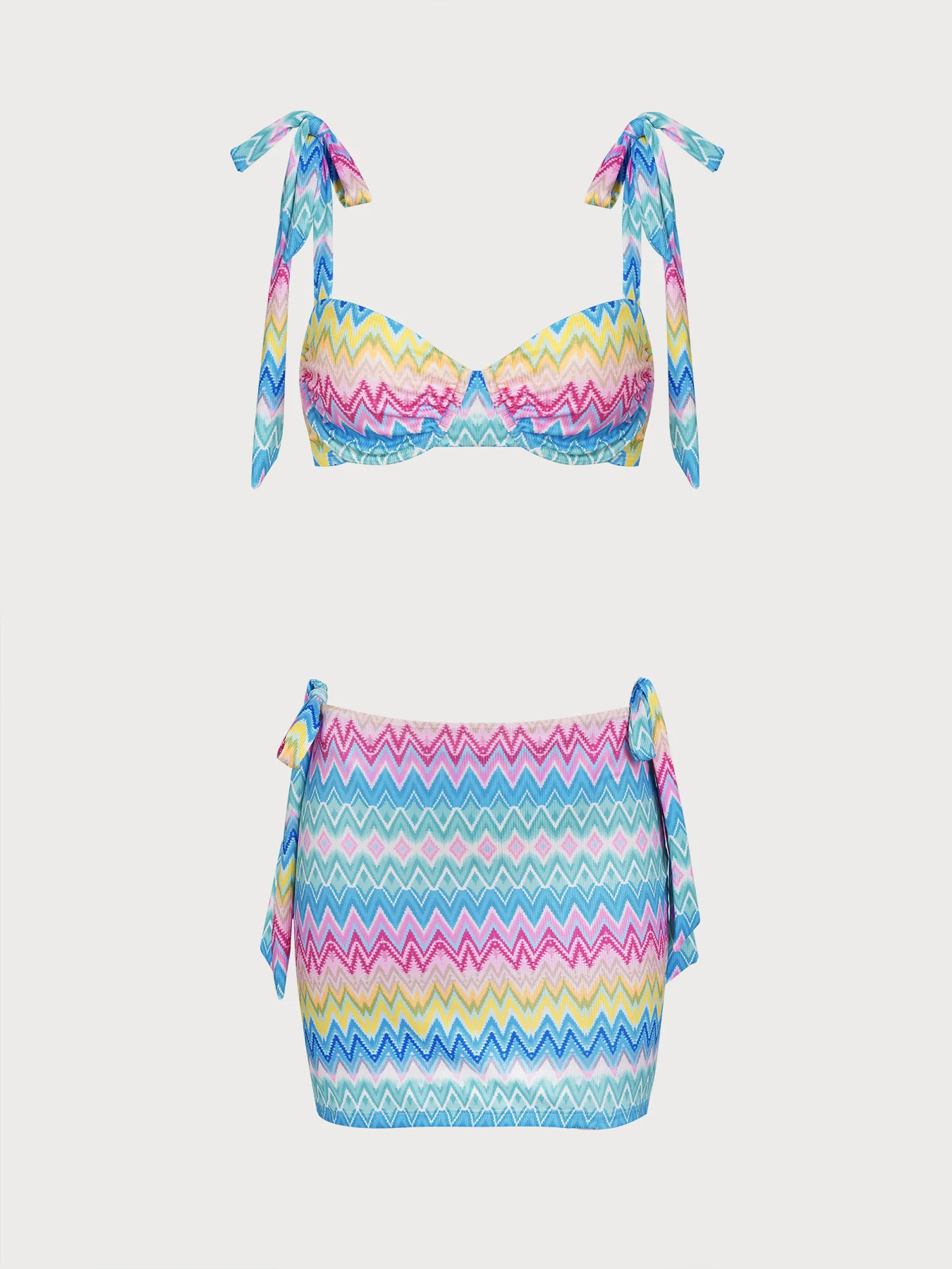 Rainbow Stripes Bikini Three-Piece Set - Image 4