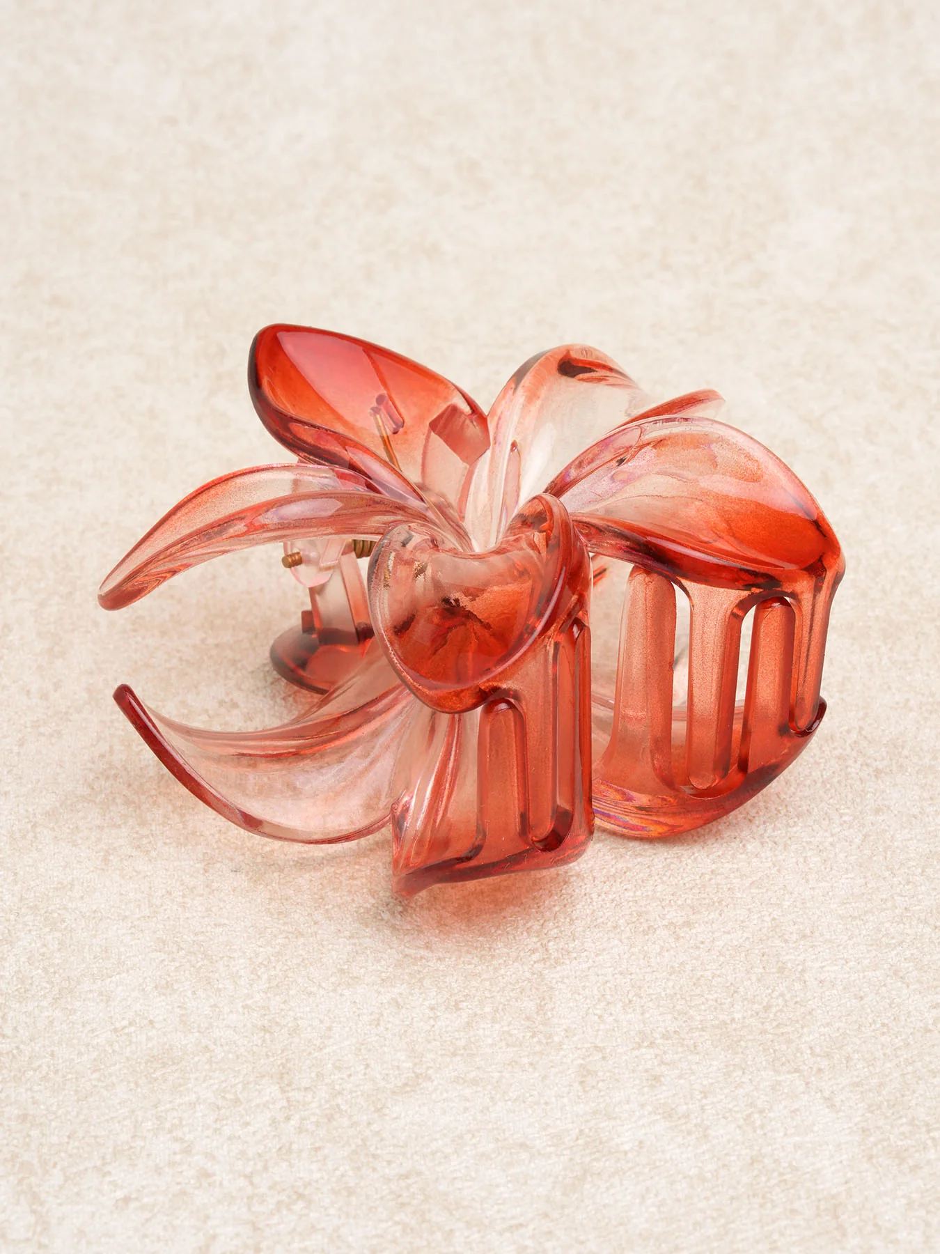 Red Acrylic Sunflower Hair Clip - Image 3