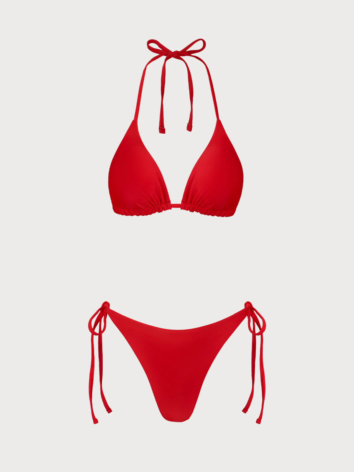 Red Floral Reversible Triangle Bikini Set - Image 4