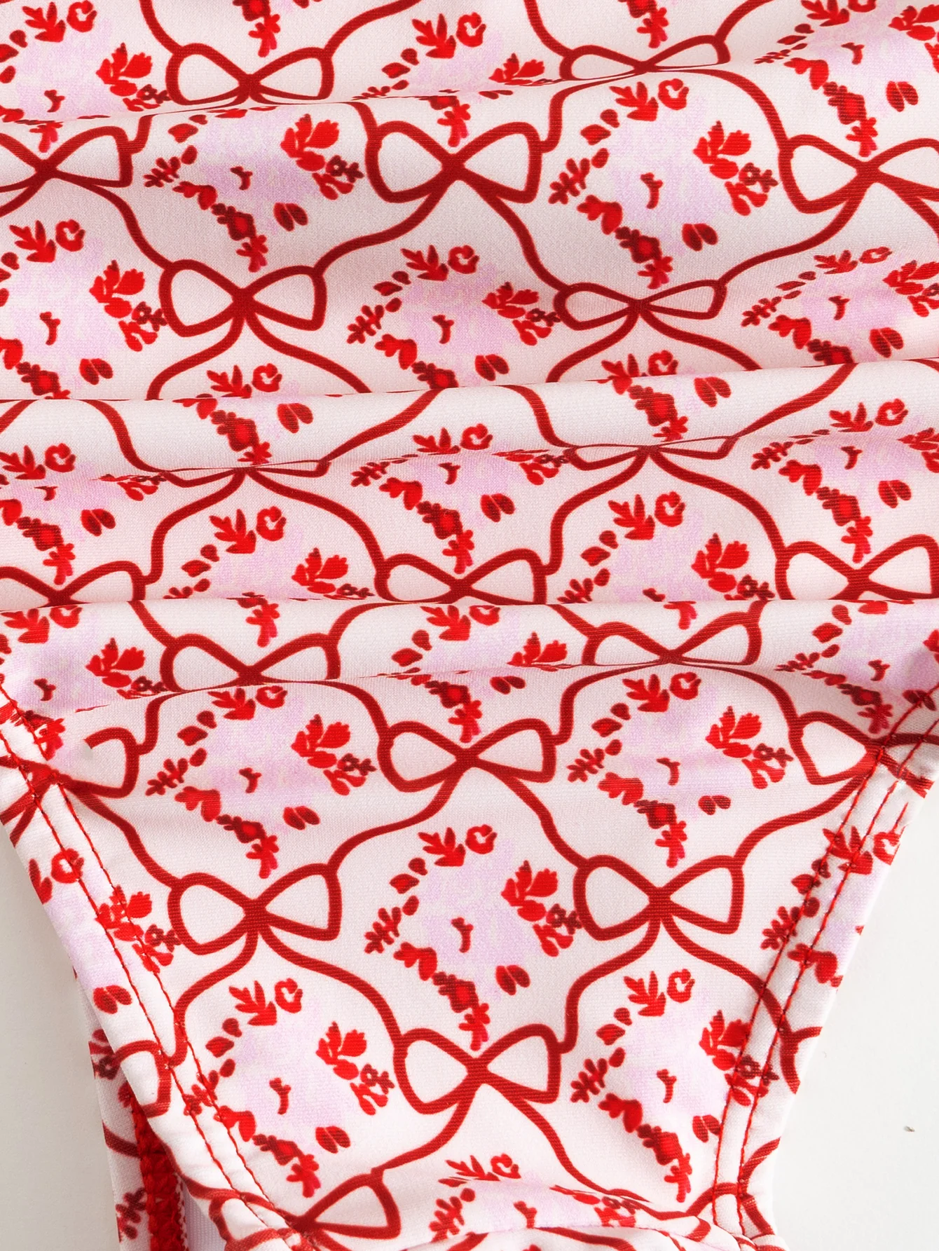 Red Hollow Print Bikini Set - Image 4