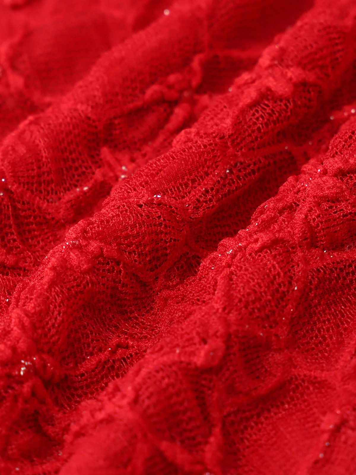 Red Irregular Hem Lace Tankini Set - Image 8