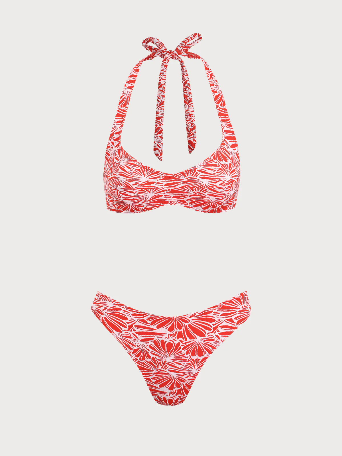 Red Jacquard Knot Bikini Set - Image 6