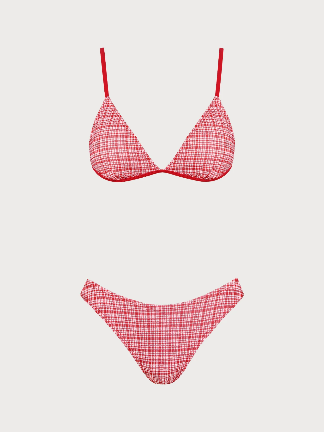 Red Plaid Bikini Three-Piece Set - Image 12