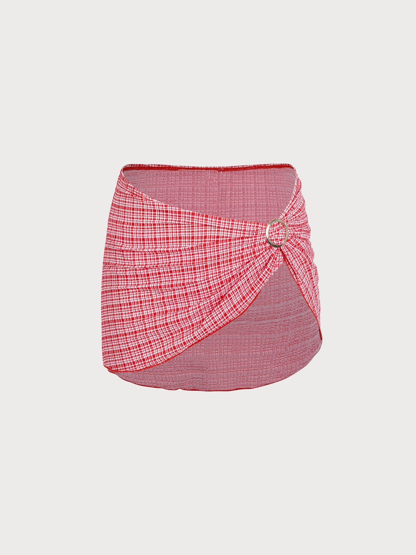 Red Plaid Bikini Three-Piece Set - Image 13