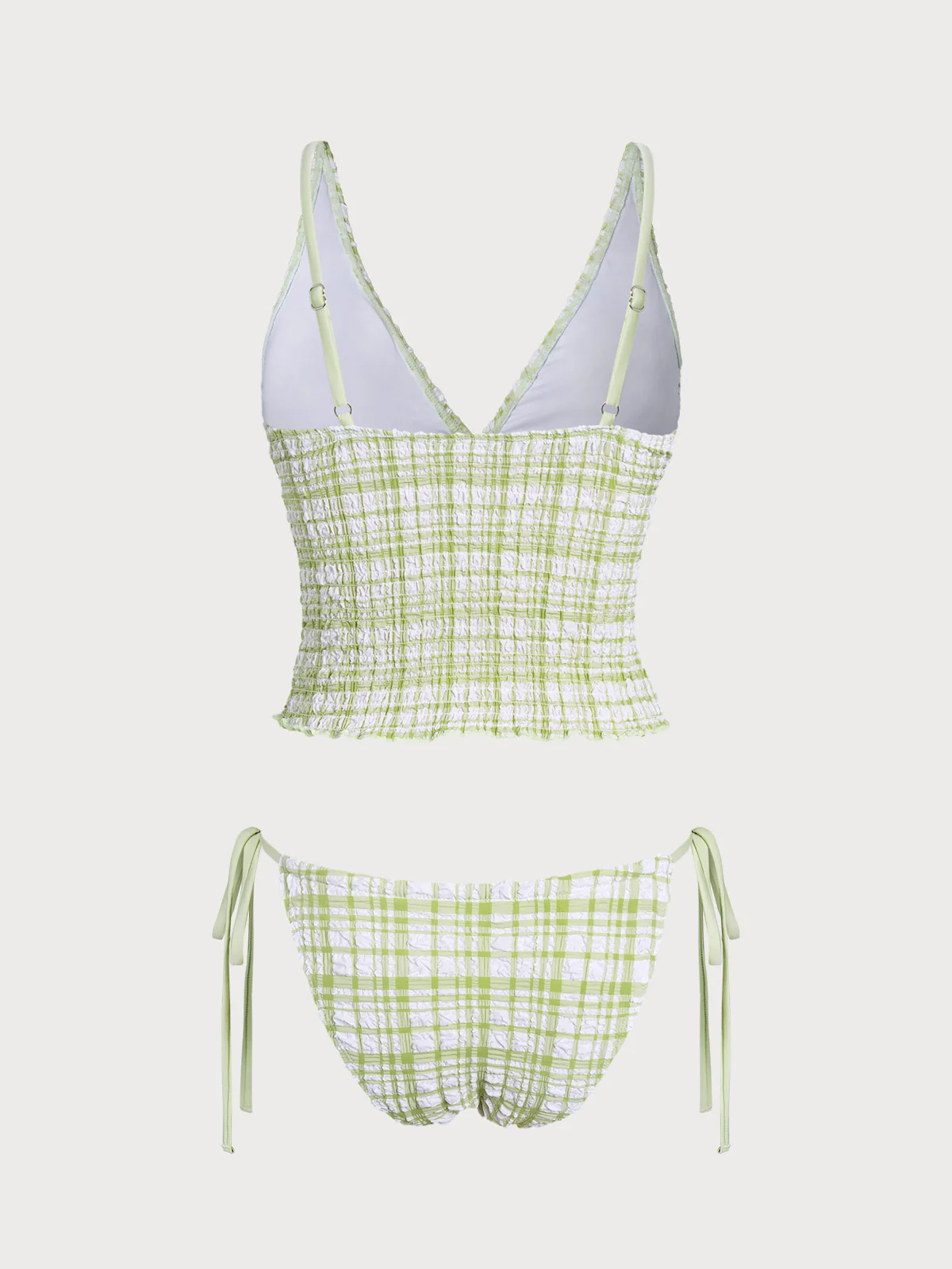 Red Plaid Ruched Tankini Set - Image 16