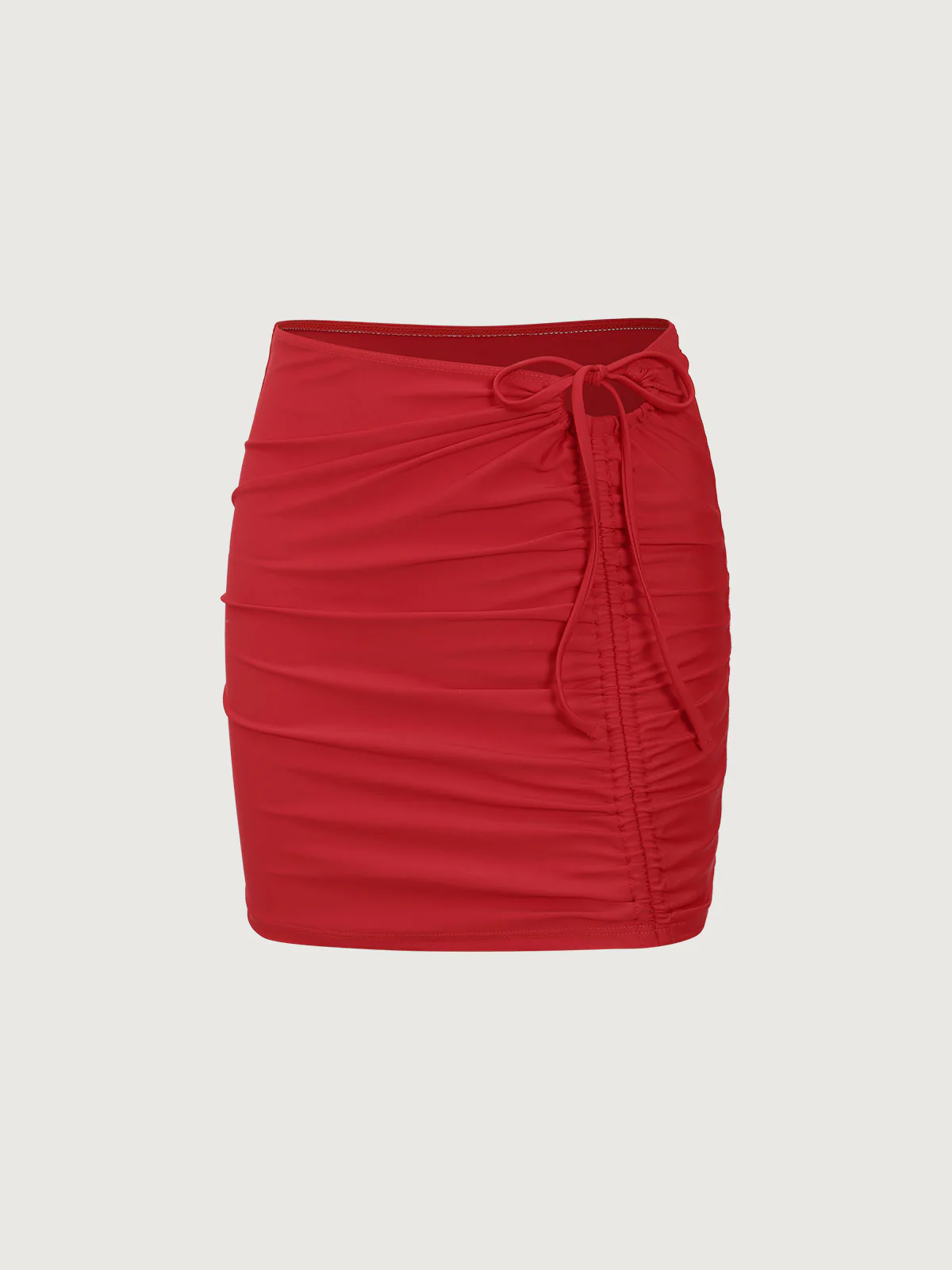 Red Ruched Knot Skirt - Image 6