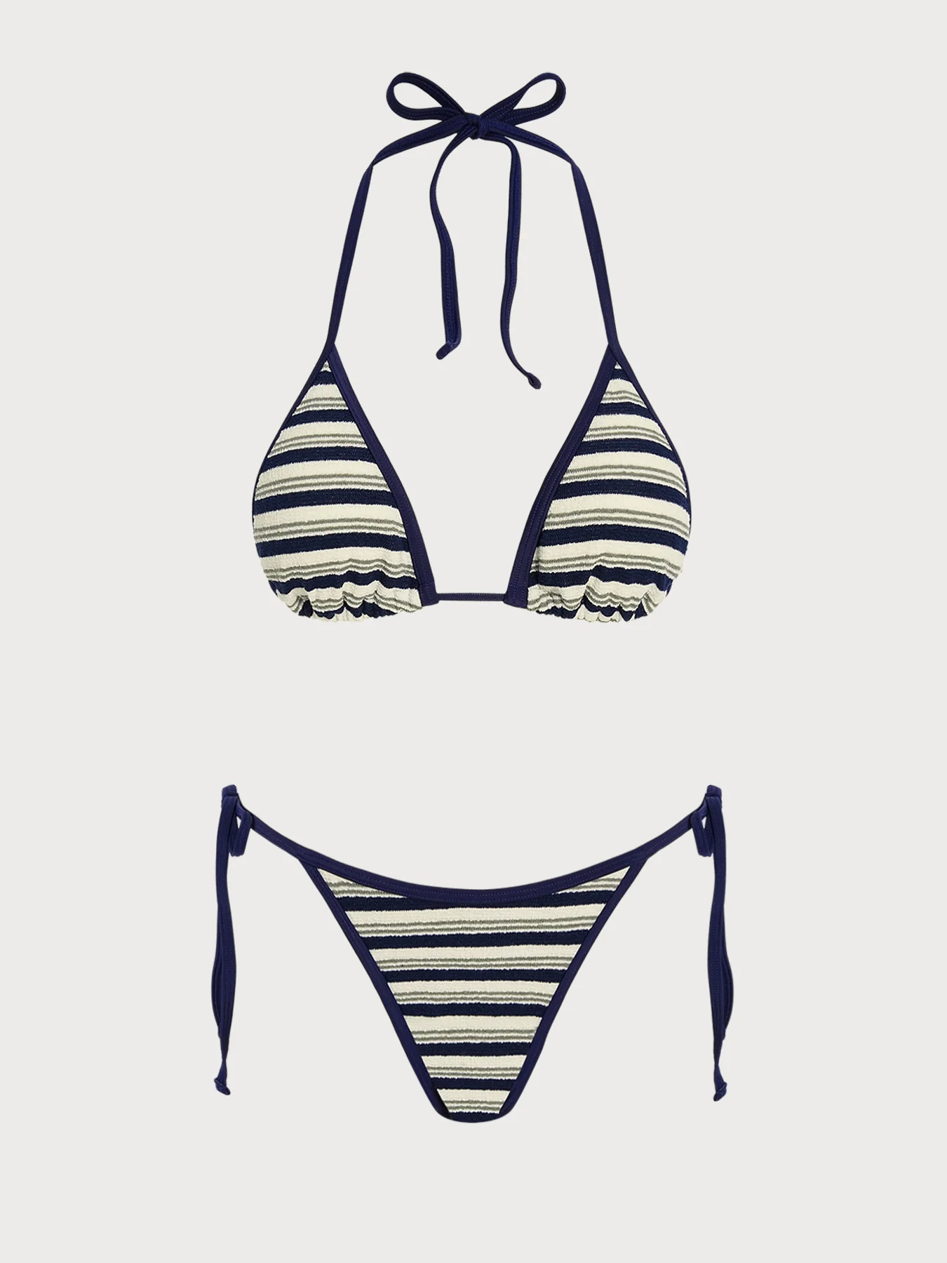 Red Striped Contrast Bikini Set - Image 15