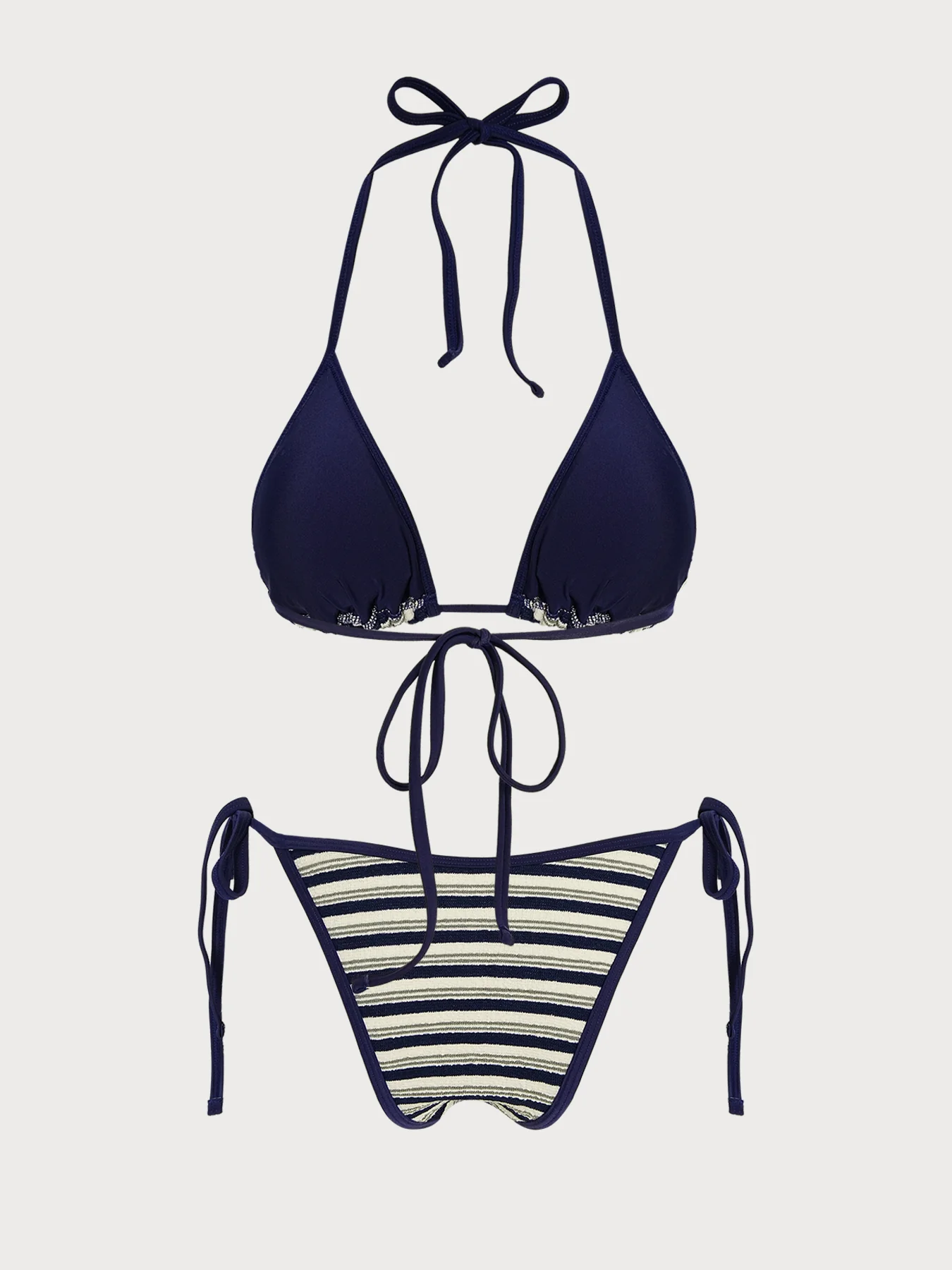 Red Striped Contrast Bikini Set - Image 16