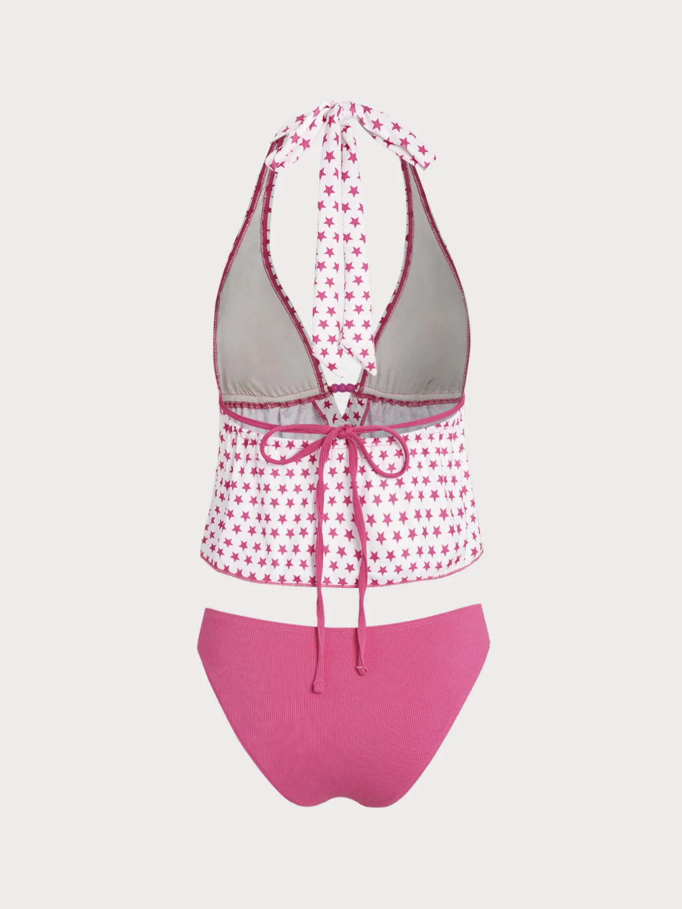 Red Striped Star Beaded Tankini Set - Image 3