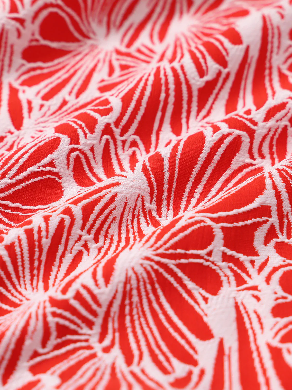 Red Two-Tone Jacquard Contrast One-Piece Swimsuit - Image 3