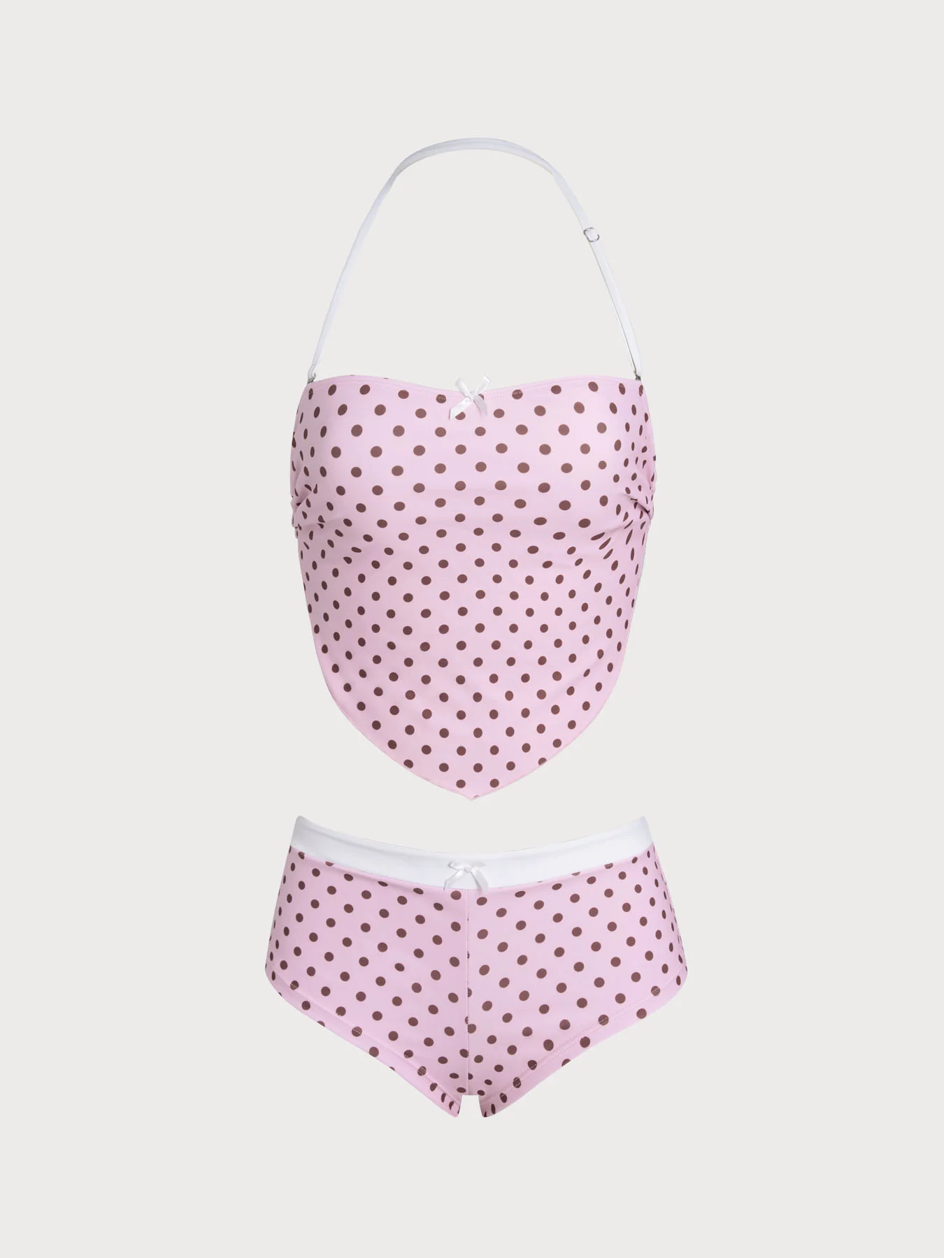 Royal Blue Polka Dot Backless Tankini Set - Image 10