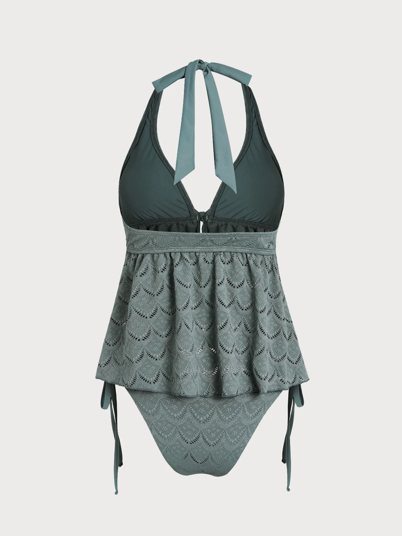 Turquoise Halter Tie-Front Tankini Set - Image 9