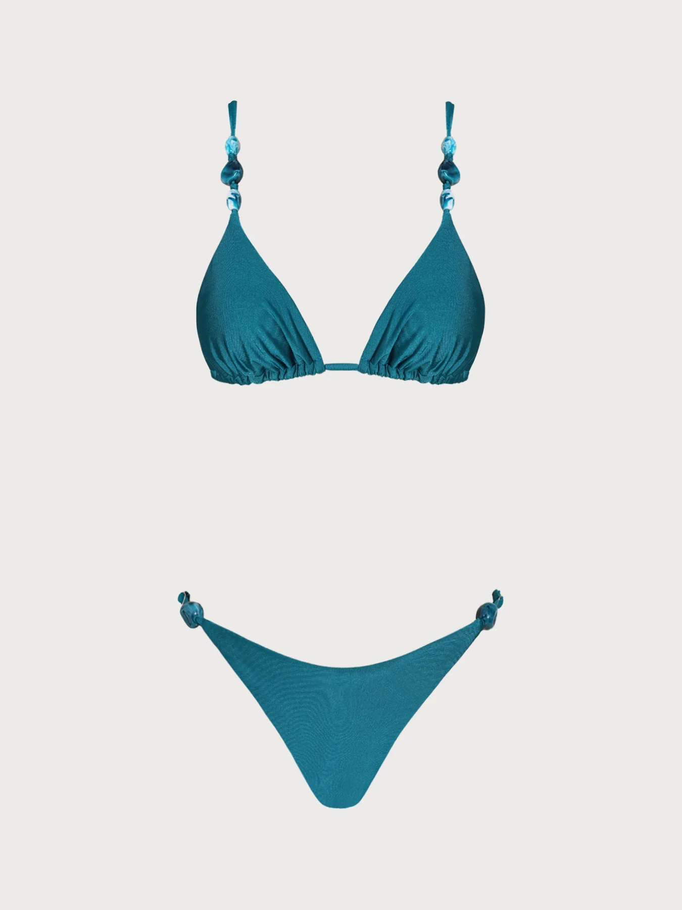 Turquoise Ruched Rhinestones Bikini Set - Image 6
