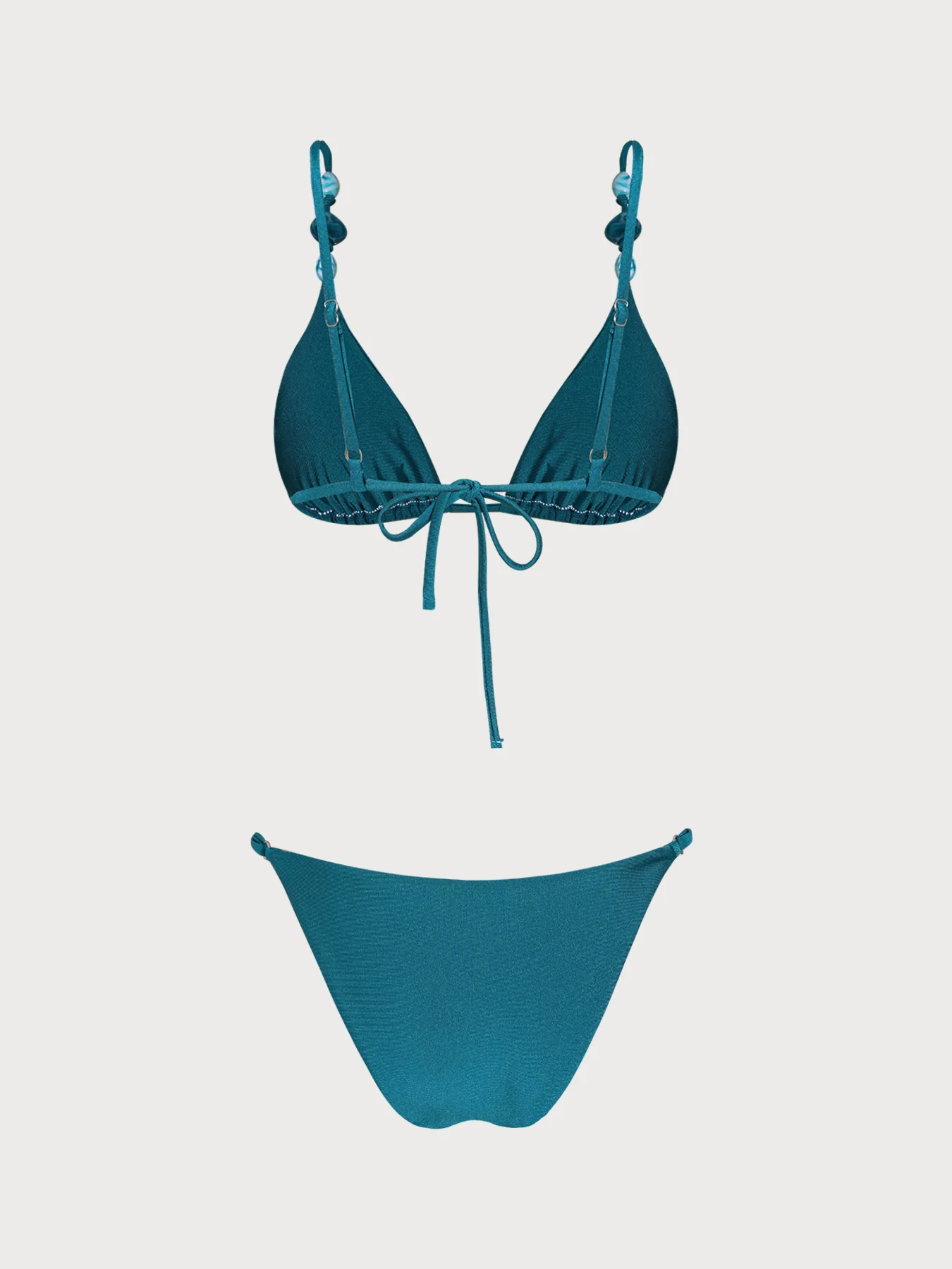 Turquoise Ruched Rhinestones Bikini Set - Image 7