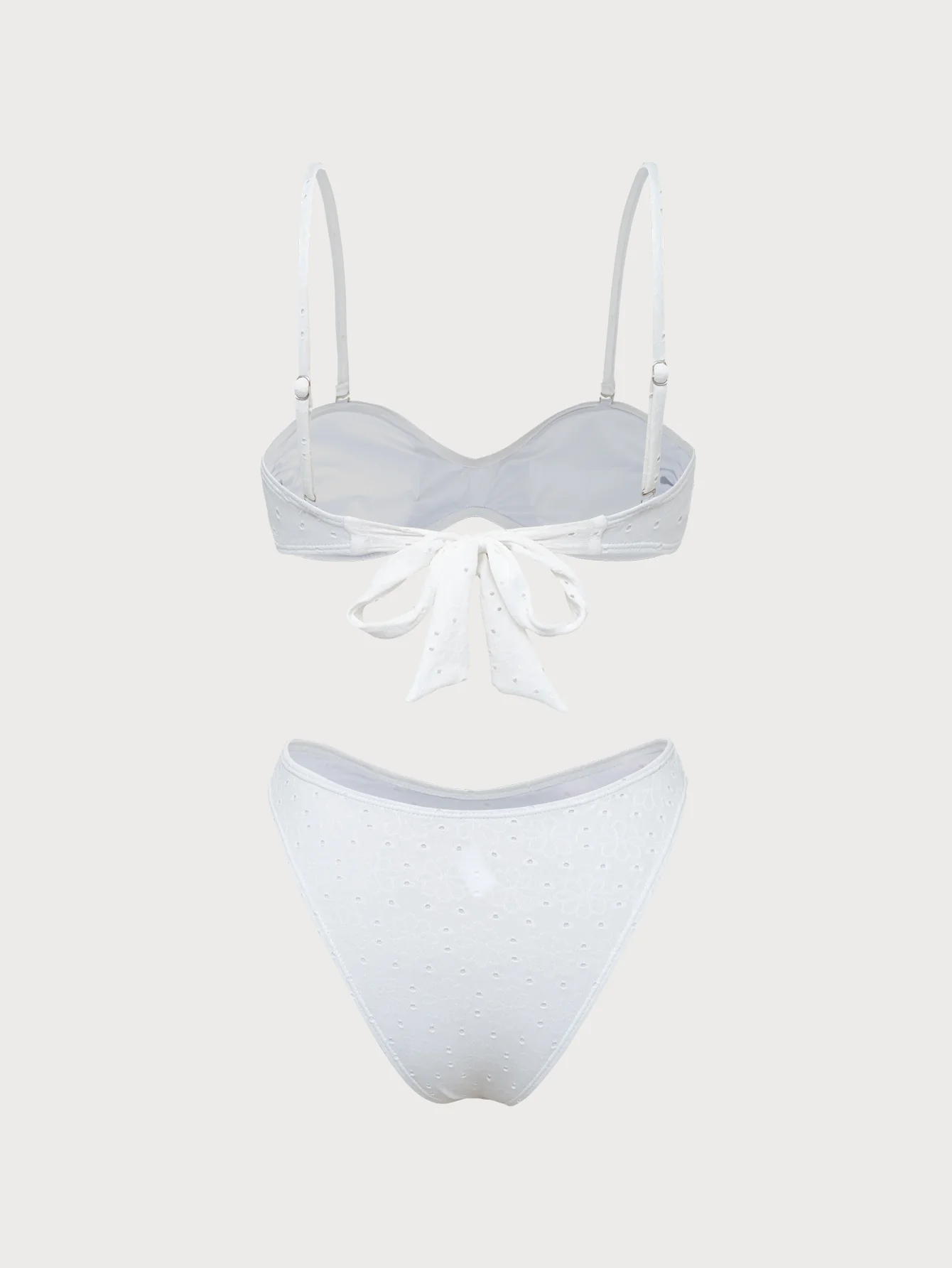 White Contrast Floral Bikini Set - Image 3