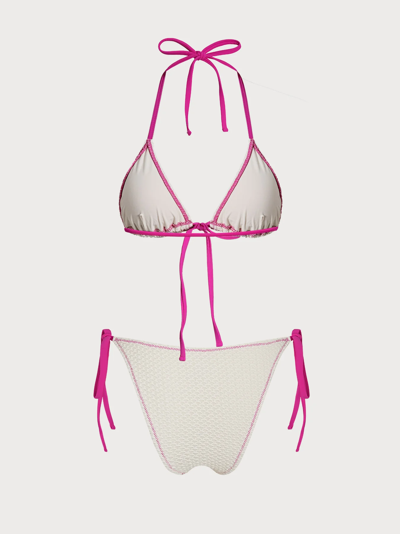 White Contrast Ruched Bikini Set - Image 3