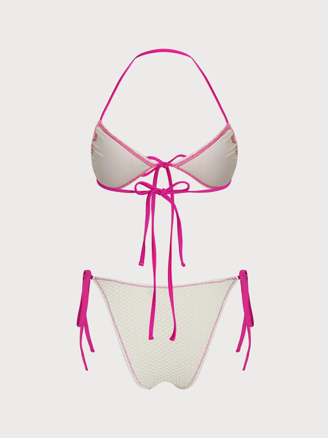 White Contrast Ruched Bikini Set - Image 5
