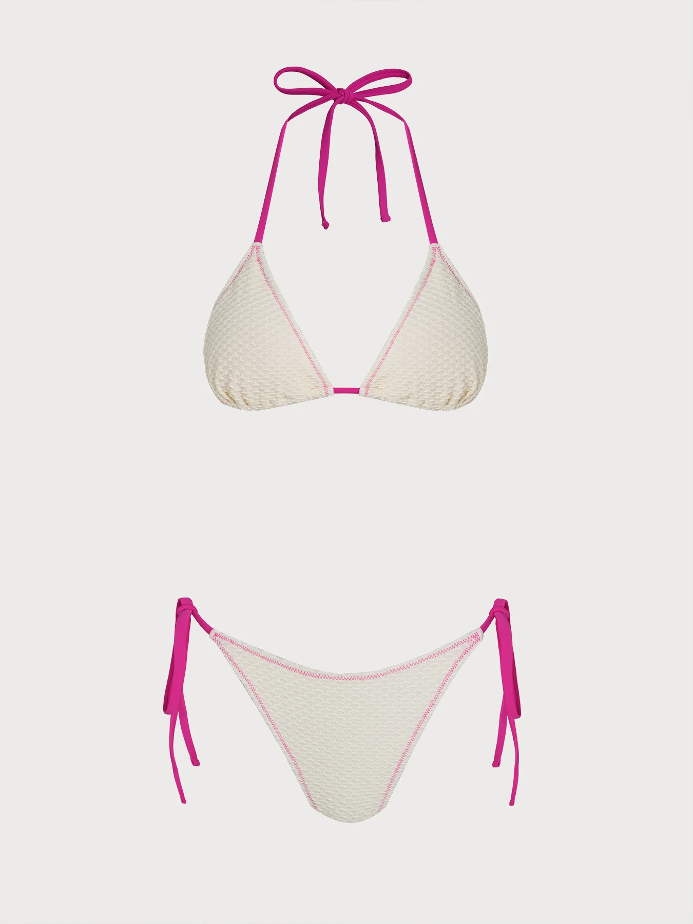 White Contrast Ruched Bikini Set - Image 6
