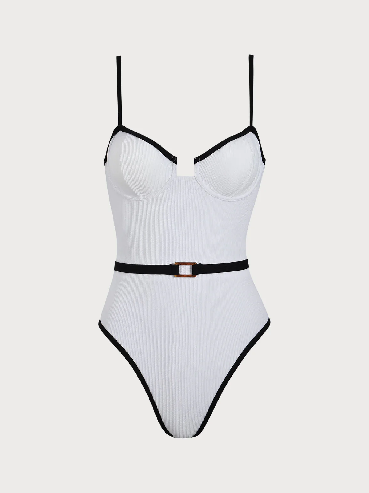White Contrasting One-Piece Swimsuit - Image 7