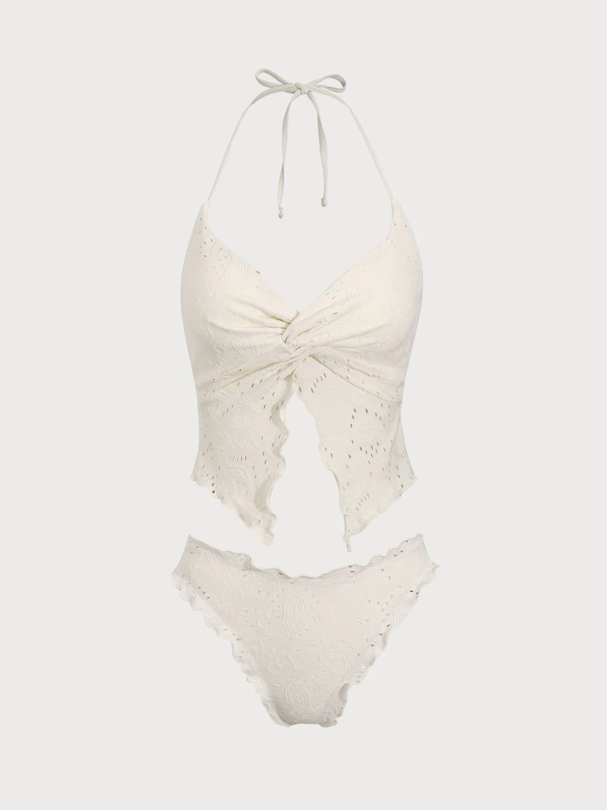 White Geometric Twist Tankini Set - Image 6