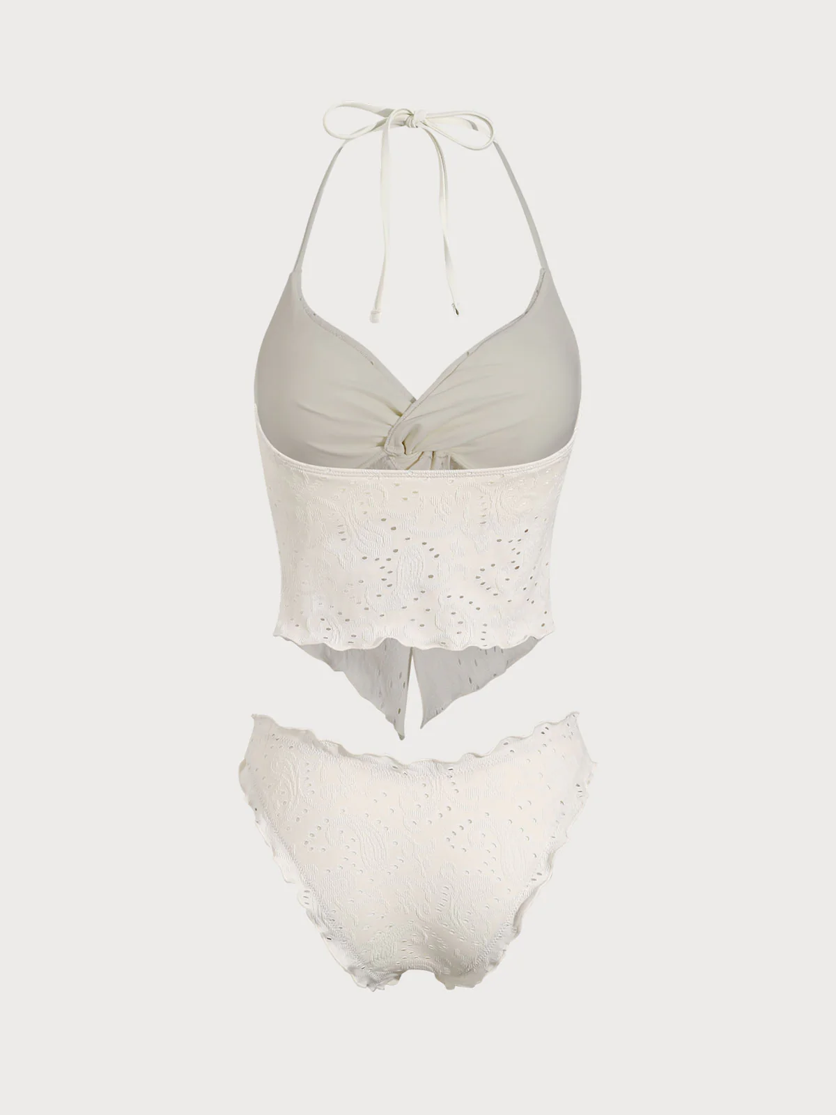 White Geometric Twist Tankini Set - Image 7