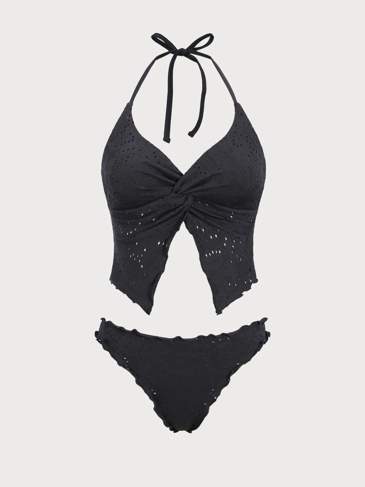 White Geometric Twist Tankini Set - Image 9
