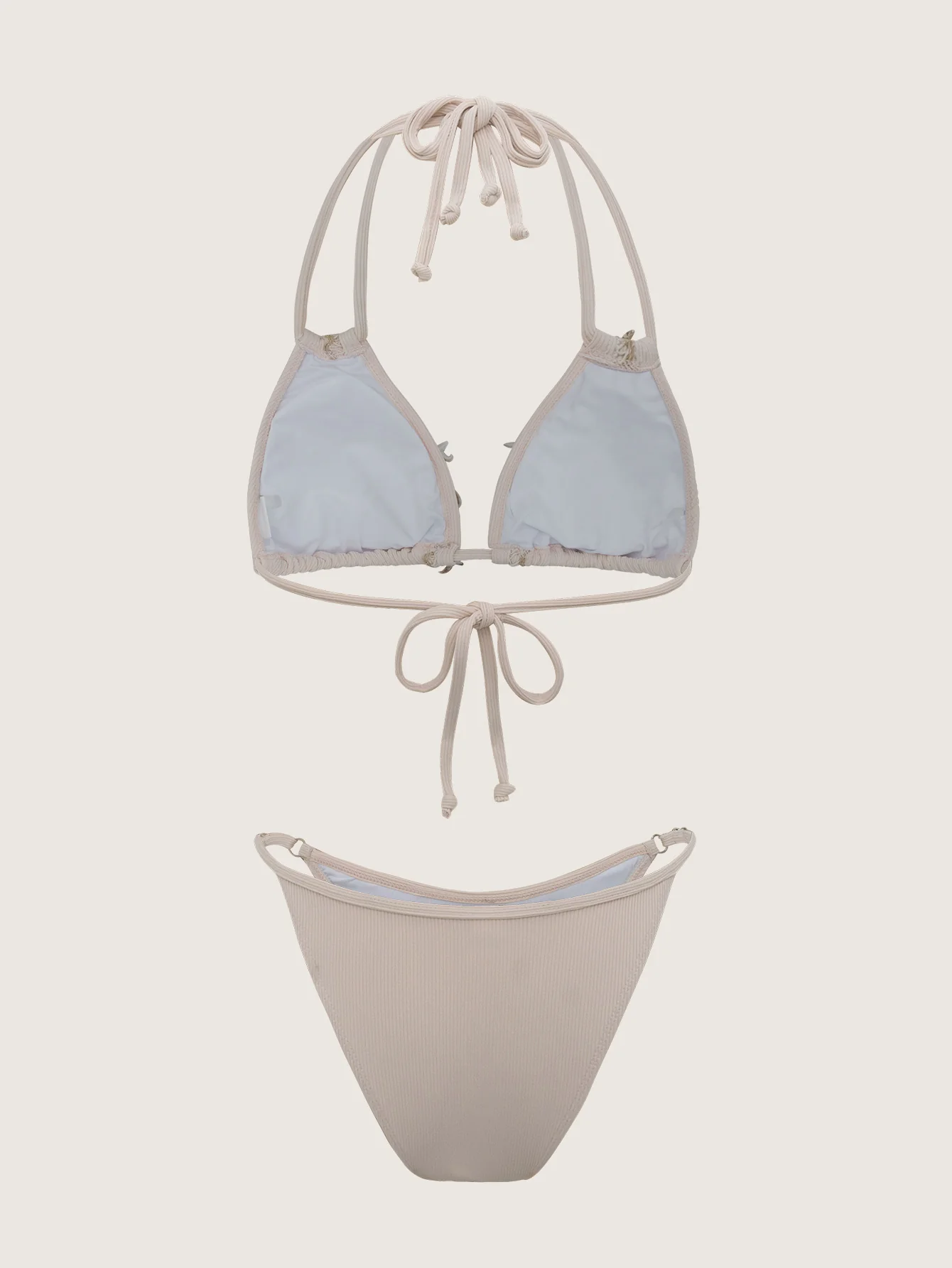 White Halter Triangle Bikini Set - Image 6