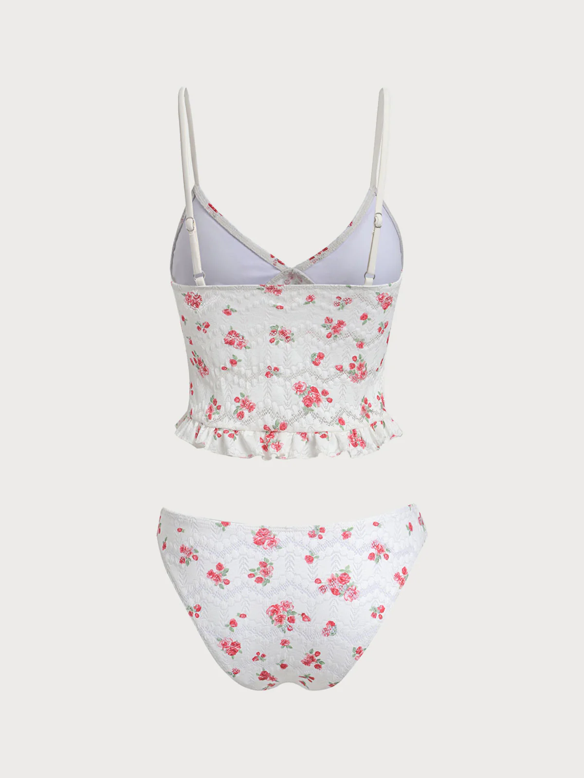 White Lace Printed Tankini Set - Image 7