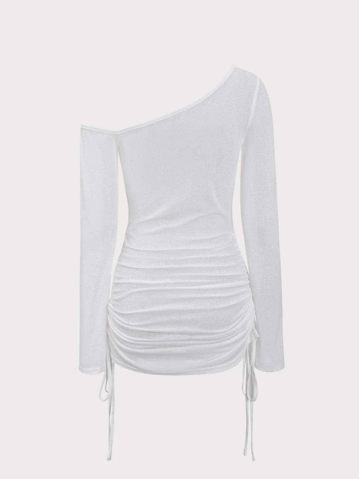 White Ruched One Shoulder Cover-up - Image 7