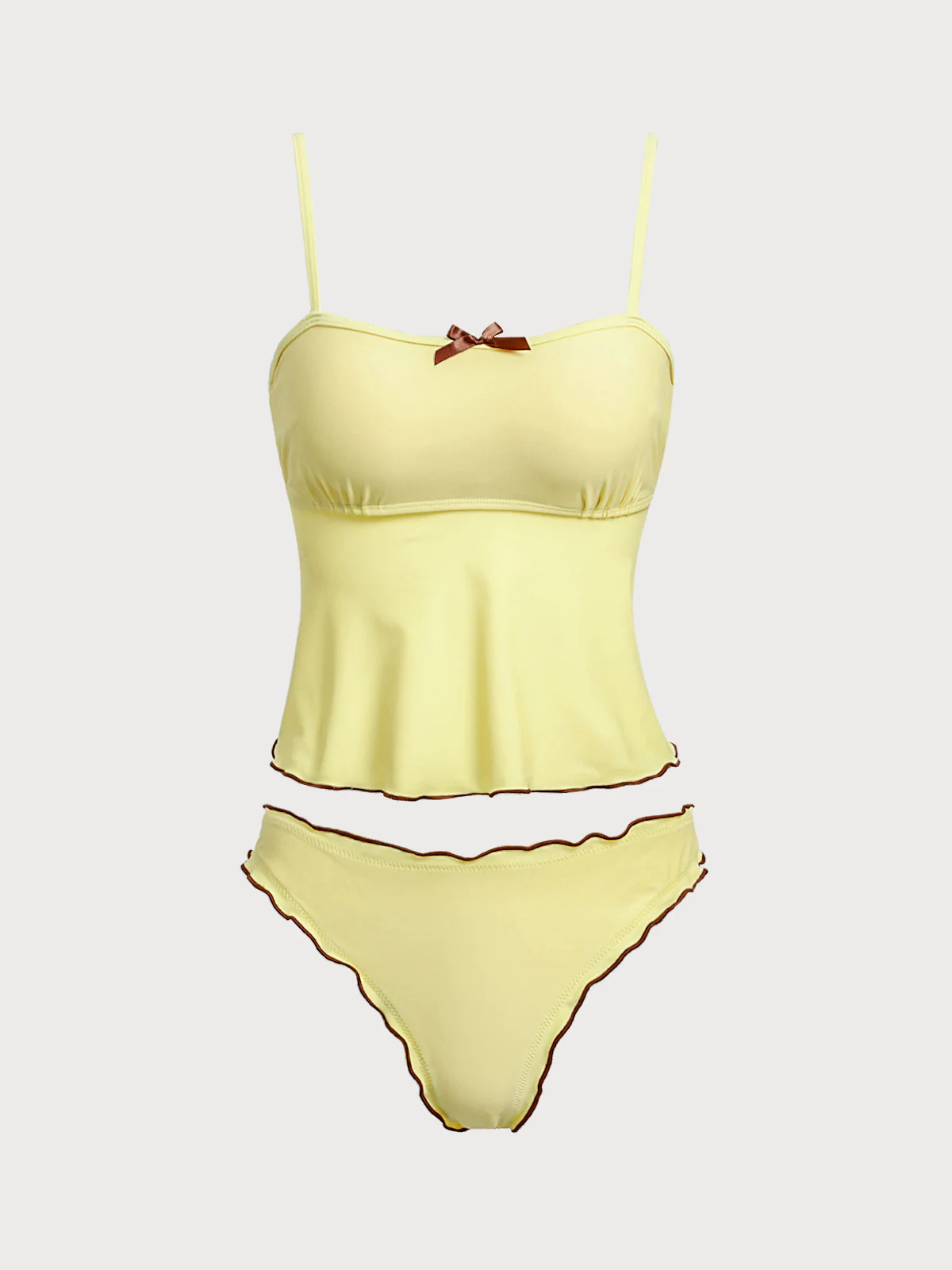Yellow Contrast Color Tankini Set - Image 6