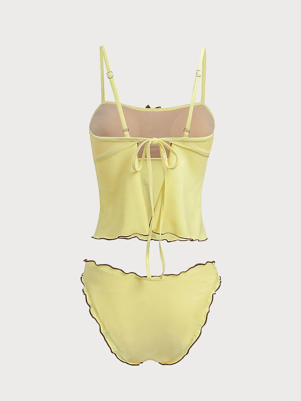 Yellow Contrast Color Tankini Set - Image 7